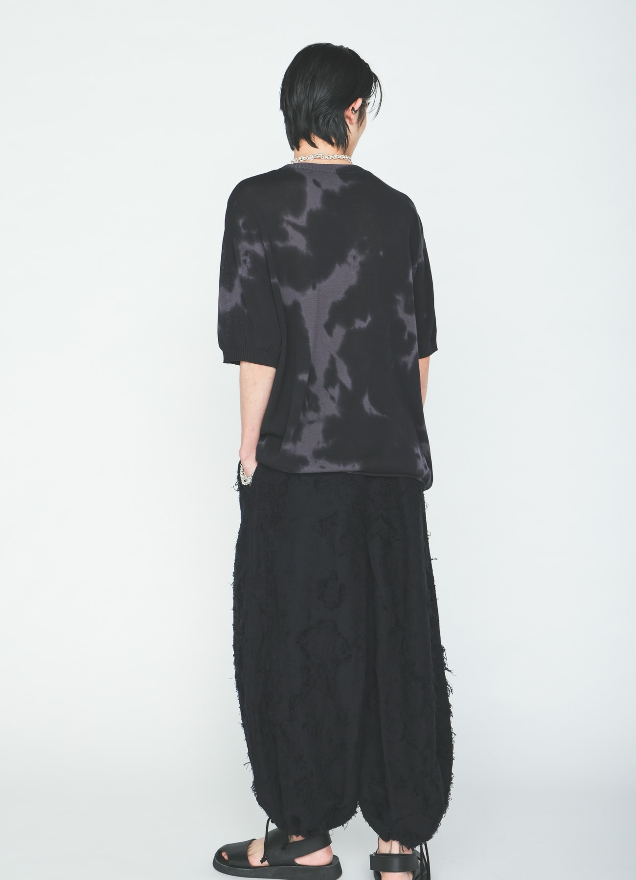 COTTON BOTANICAL SHEER JACQUARD HAKAMA BALLOON PANTS