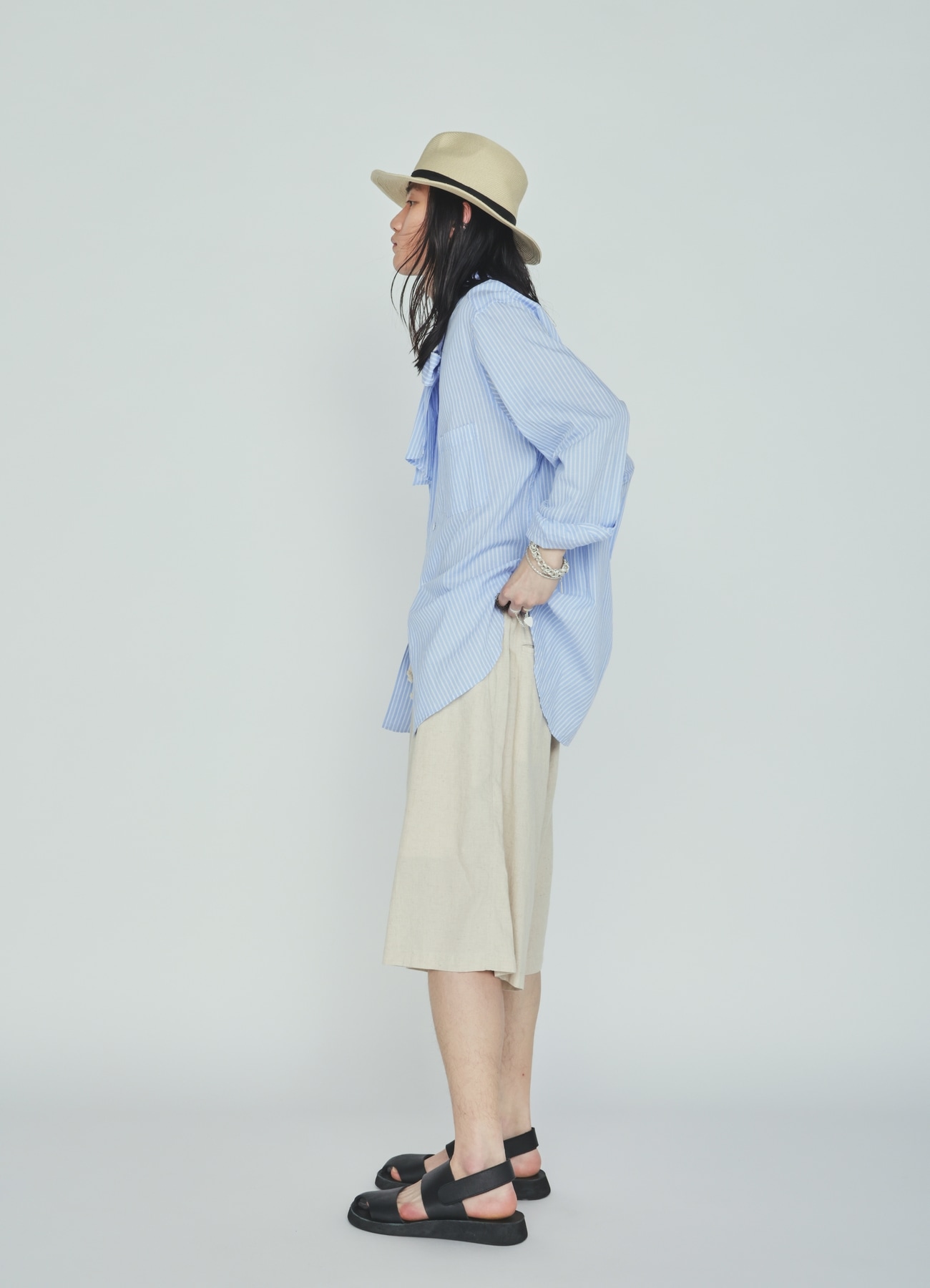 Cotton-Linen Poplin HALF PANTS