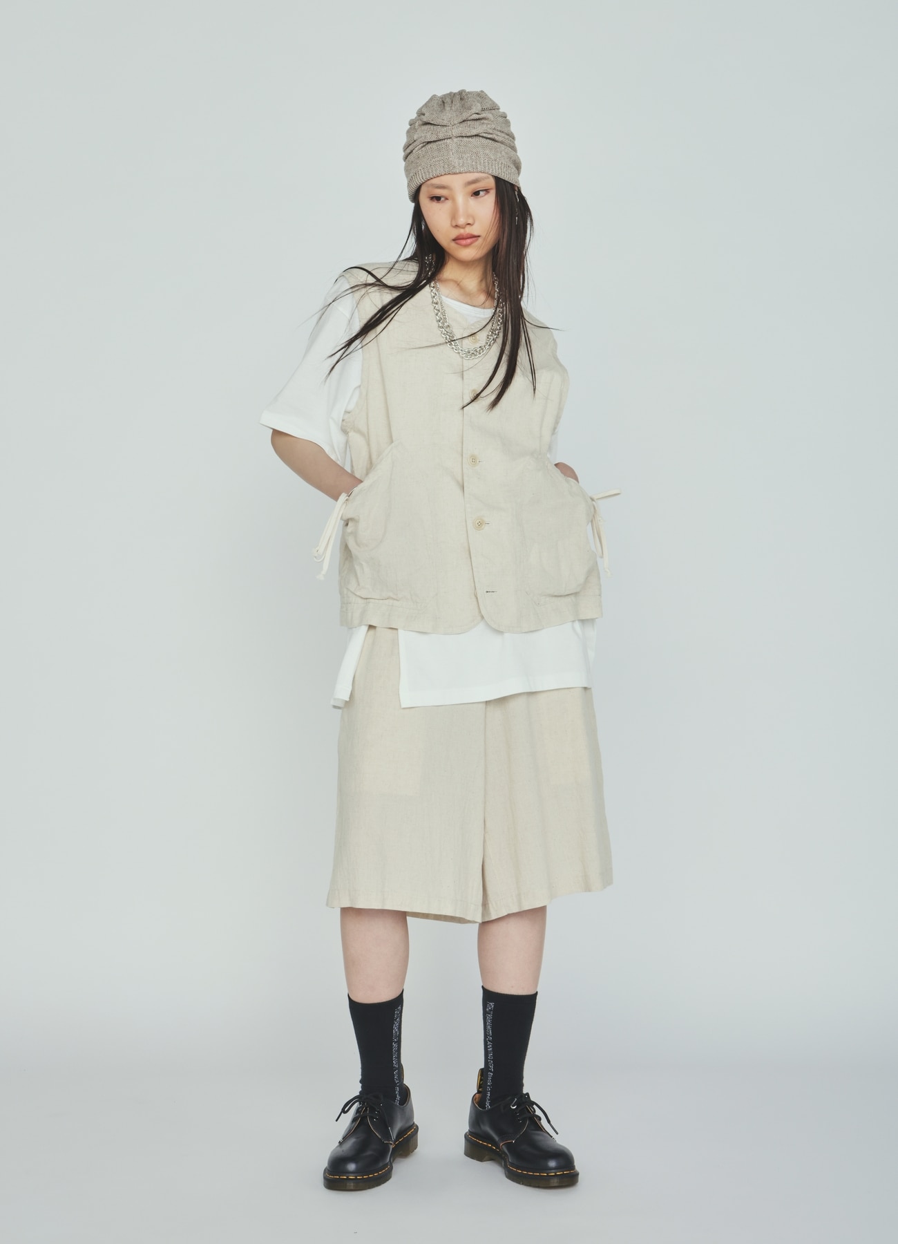 Cotton-Linen Poplin HALF PANTS