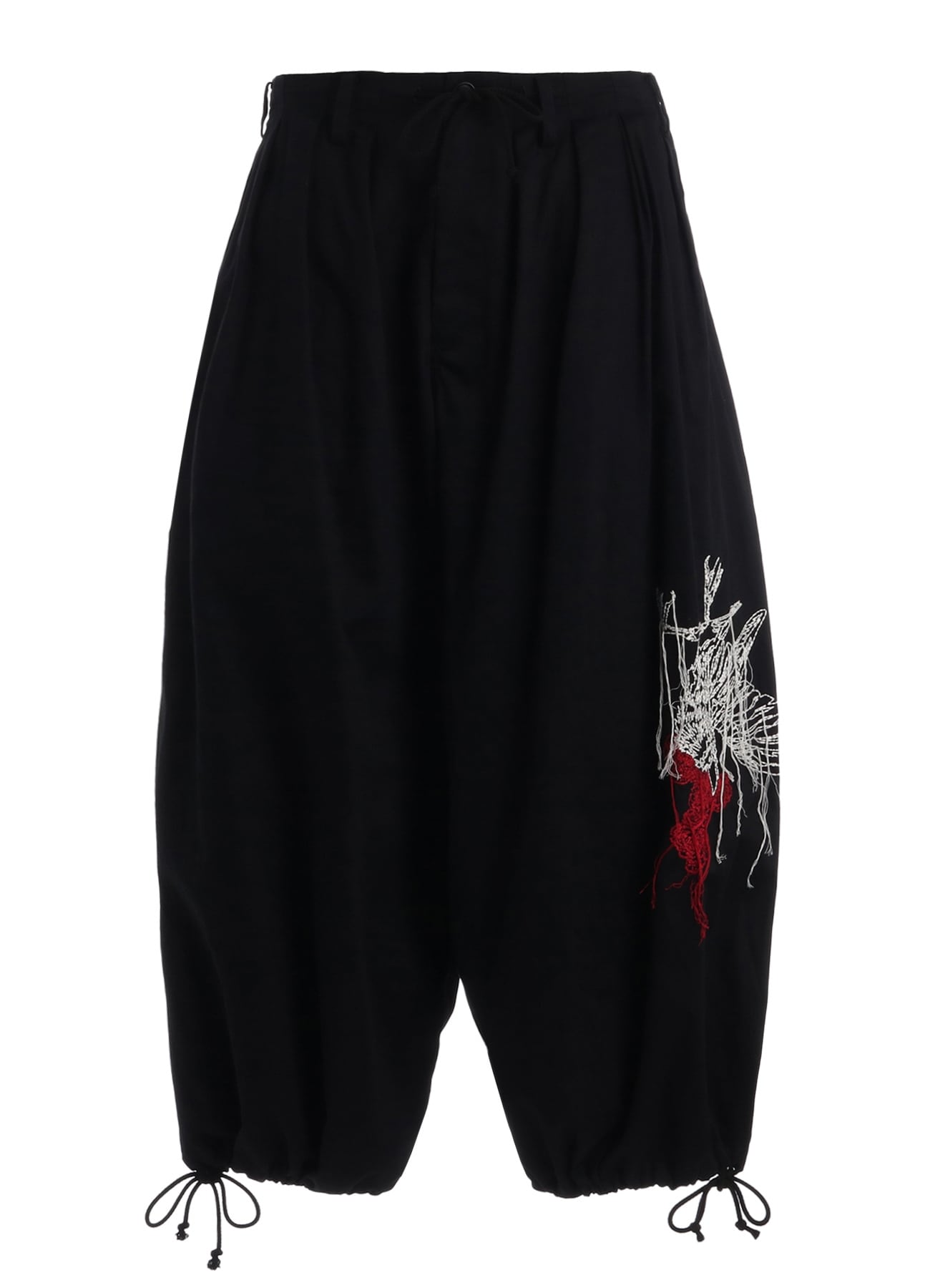 COTTON TWILL EMBROIDERY BALLOON PANTS