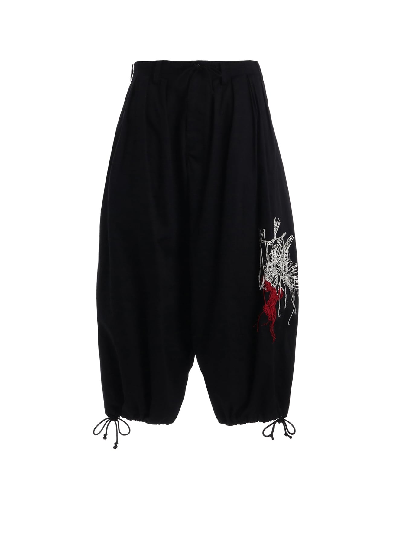COTTON TWILL EMBROIDERY BALLOON PANTS