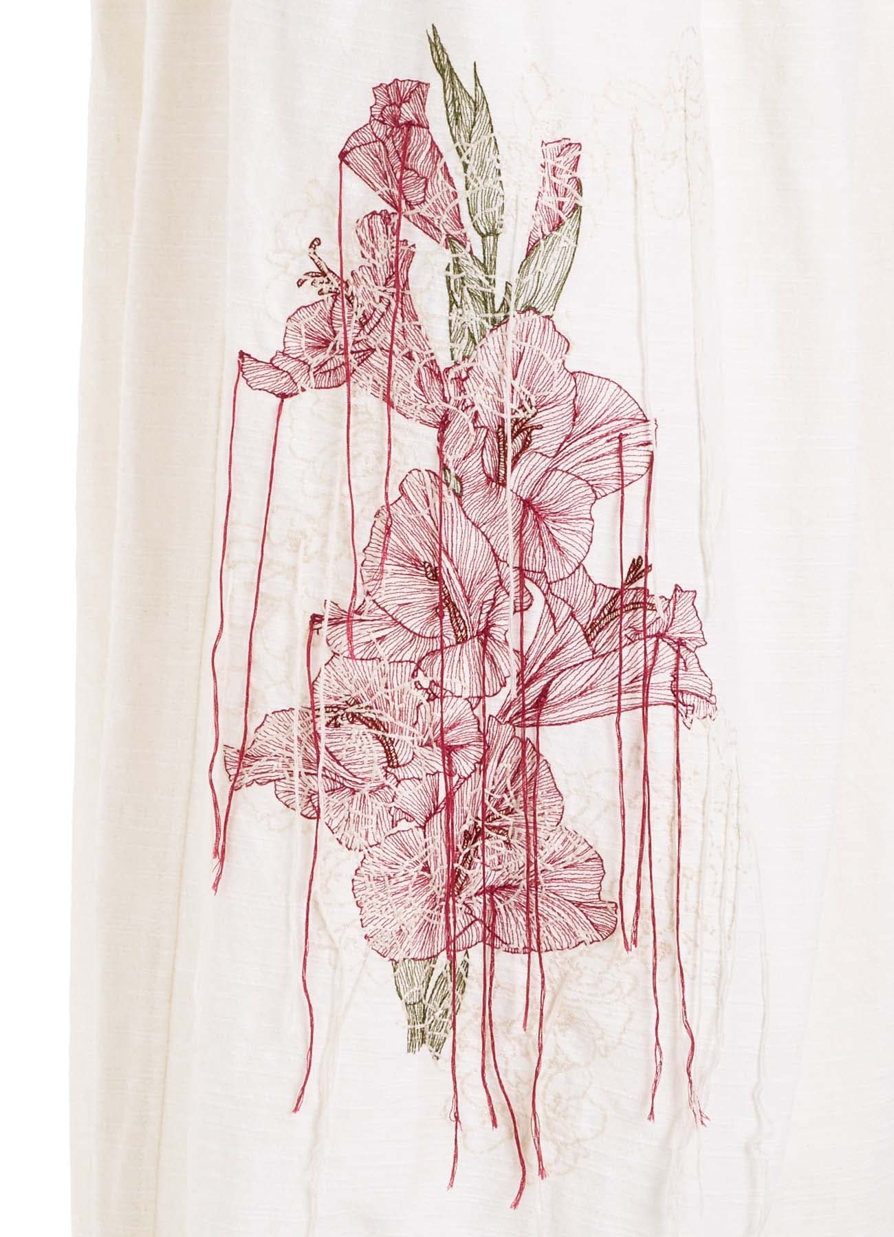 COTTON/LINEN FLOWER EMBROIDERY BALLOON PANTS