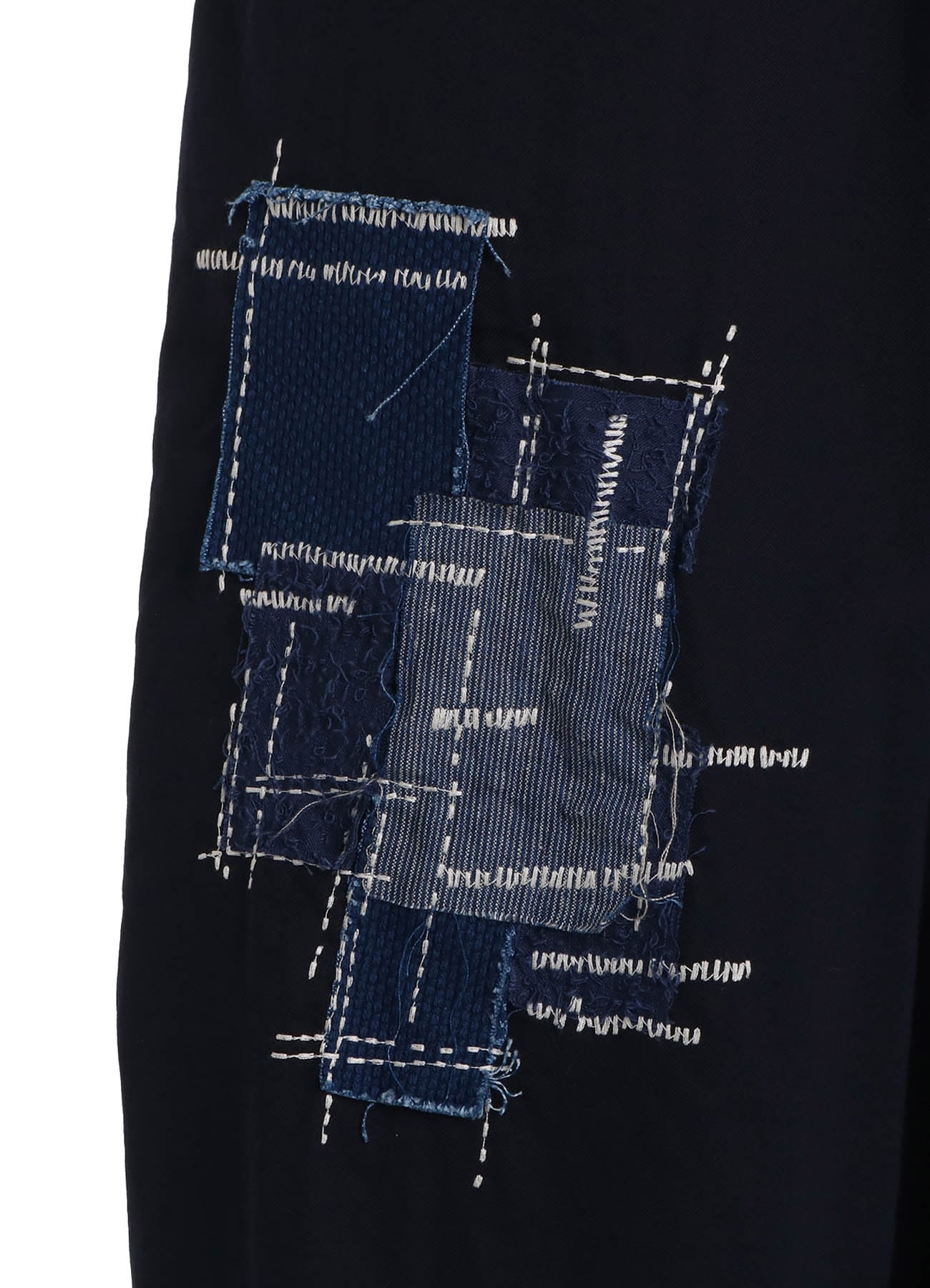 ORGANIC COTTON WASHER WRAP CULOTTE PANTS WITH SASHIKO EMBROIDERY