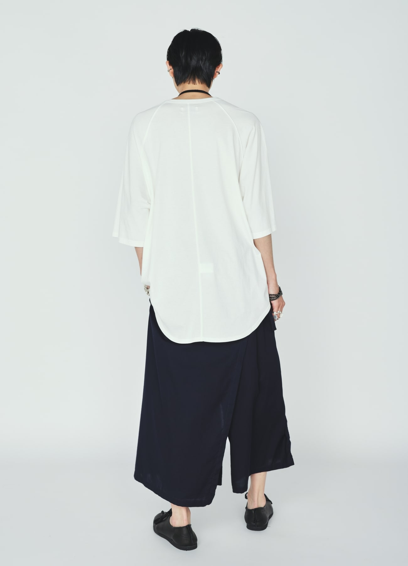 ORGANIC COTTON WASHER WRAP CULOTTE PANTS WITH SASHIKO EMBROIDERY