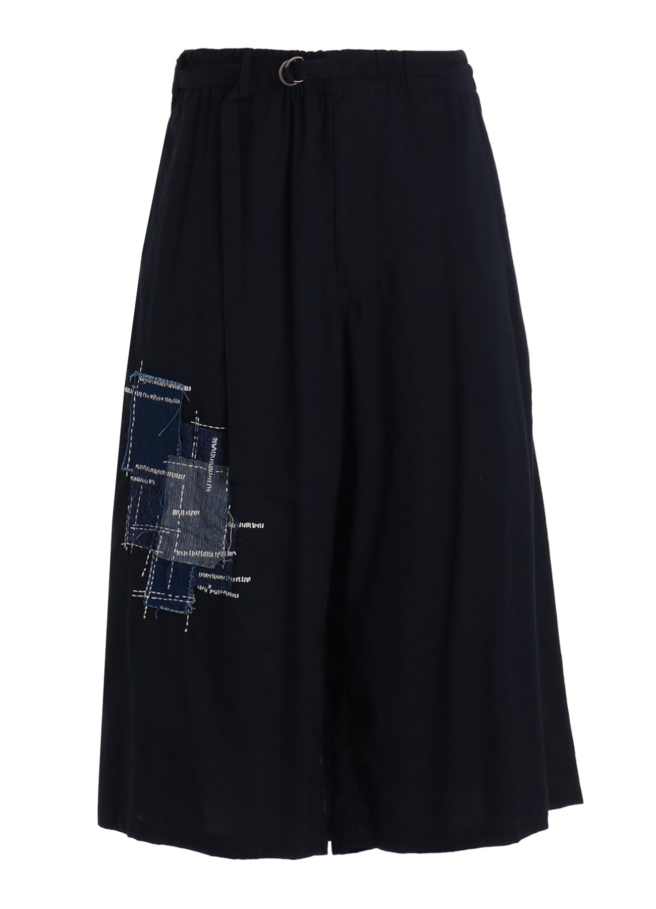 ORGANIC COTTON WASHER WRAP CULOTTE PANTS WITH SASHIKO EMBROIDERY