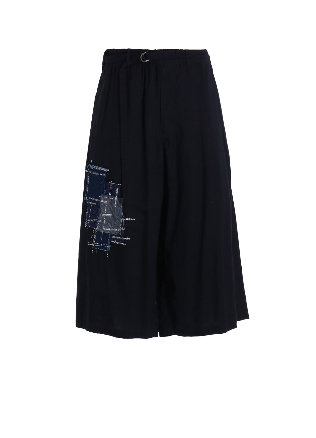 ORGANIC COTTON WASHER WRAP CULOTTE PANTS WITH SASHIKO EMBROIDERY