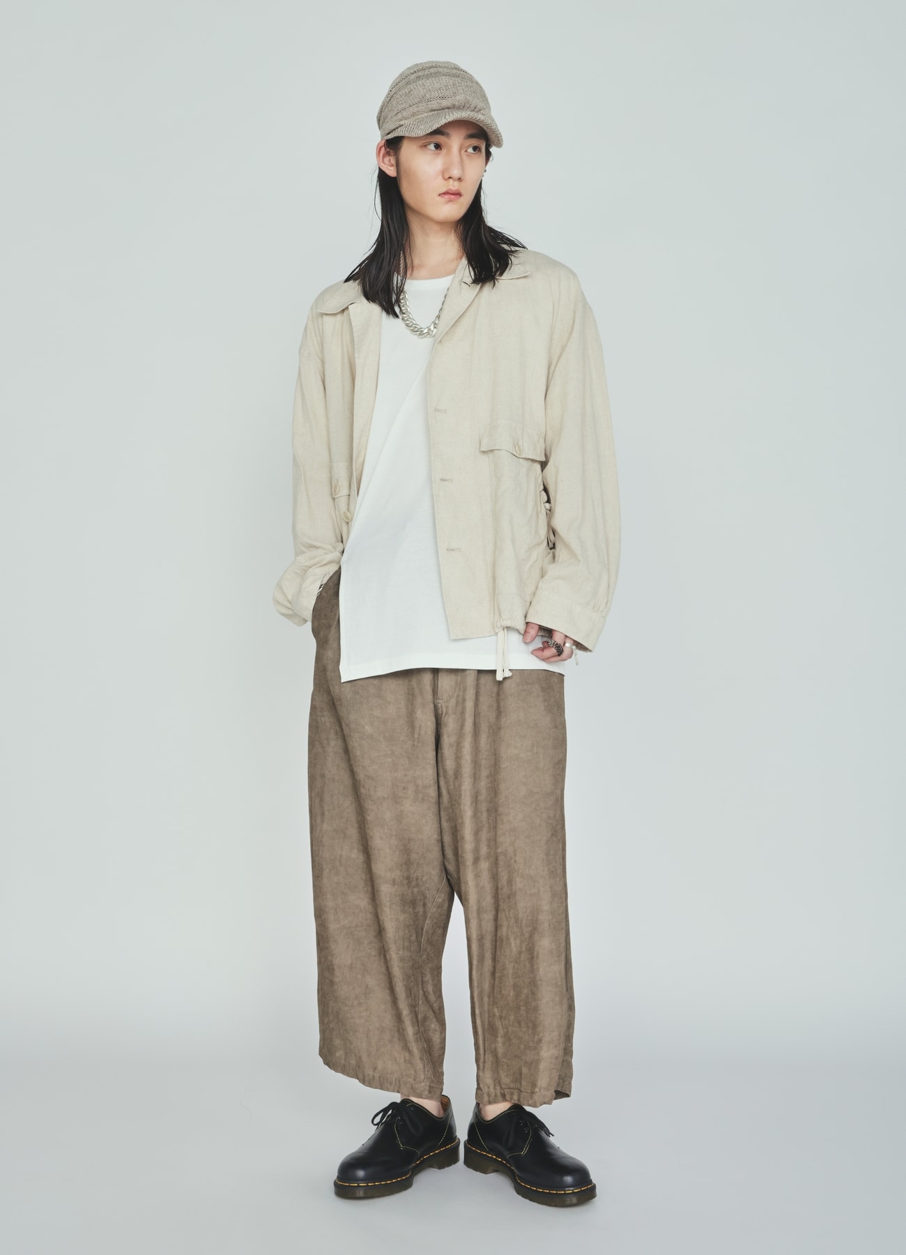 VIS/LI TWILL PIGMENT PRINT FOLDABLE POCKET PANTS(M Khaki): S'YTE