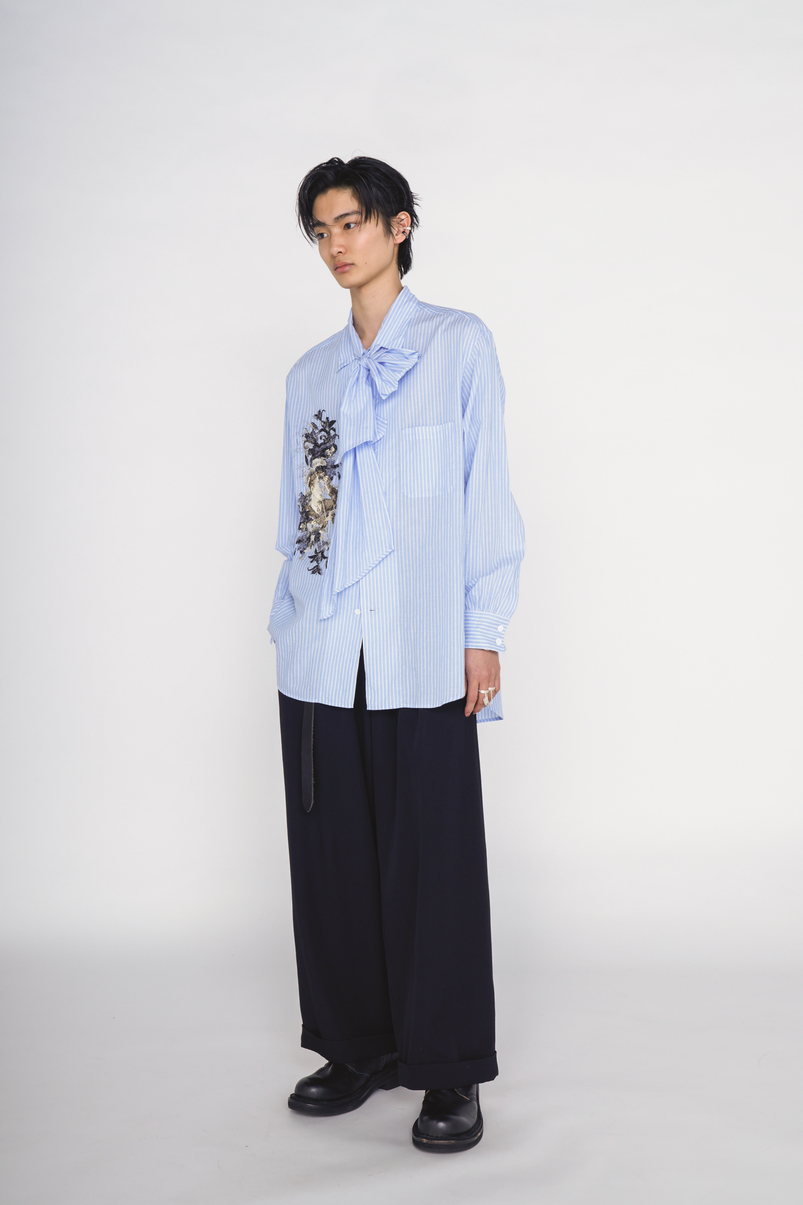 WASHER WOOL GABARDINE CINCH BACK BAGGY PANTS