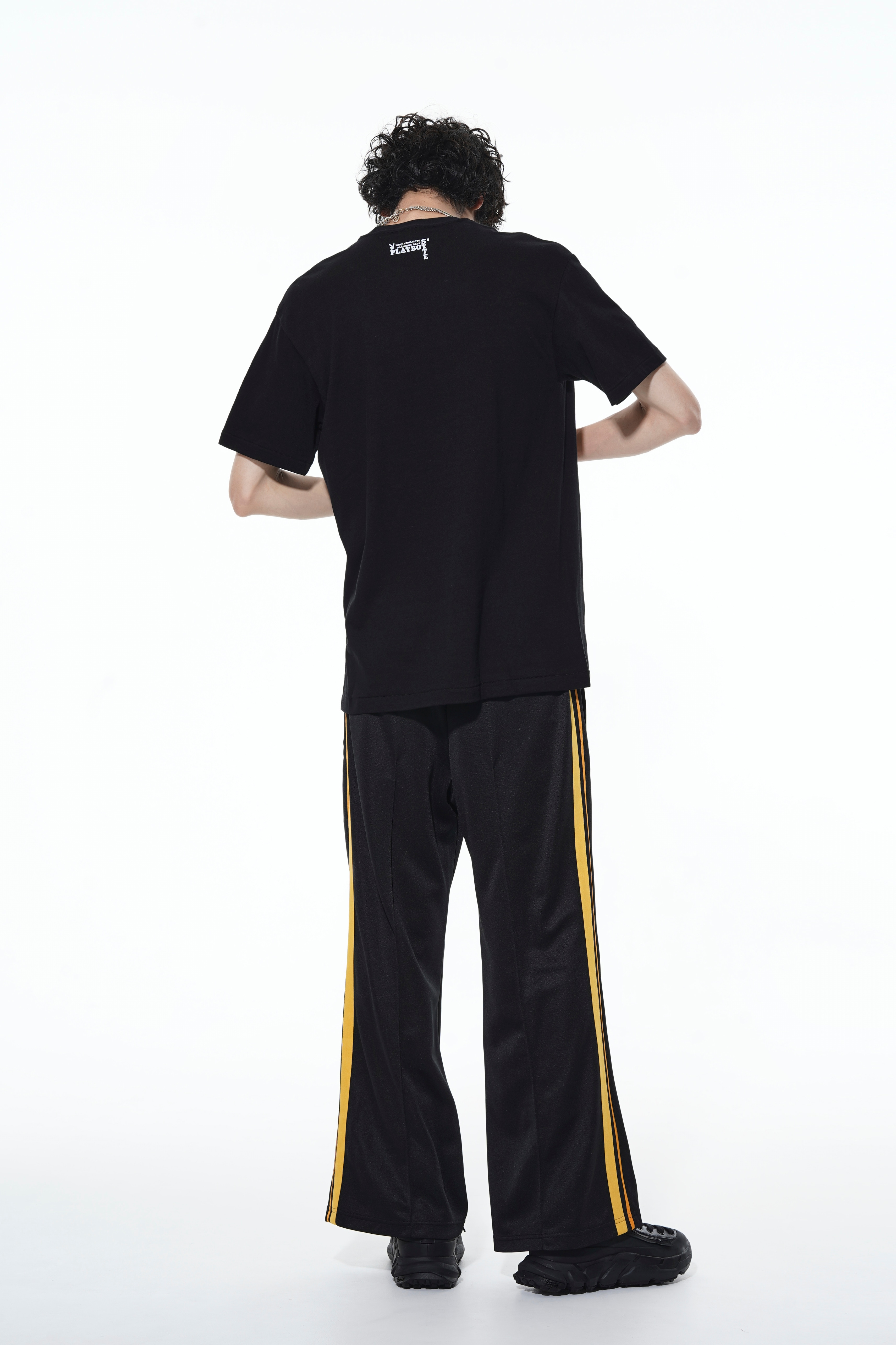 Pe/Smooth Jersey Geometric pattern Embroidery Side Tape Line Flare Pants
