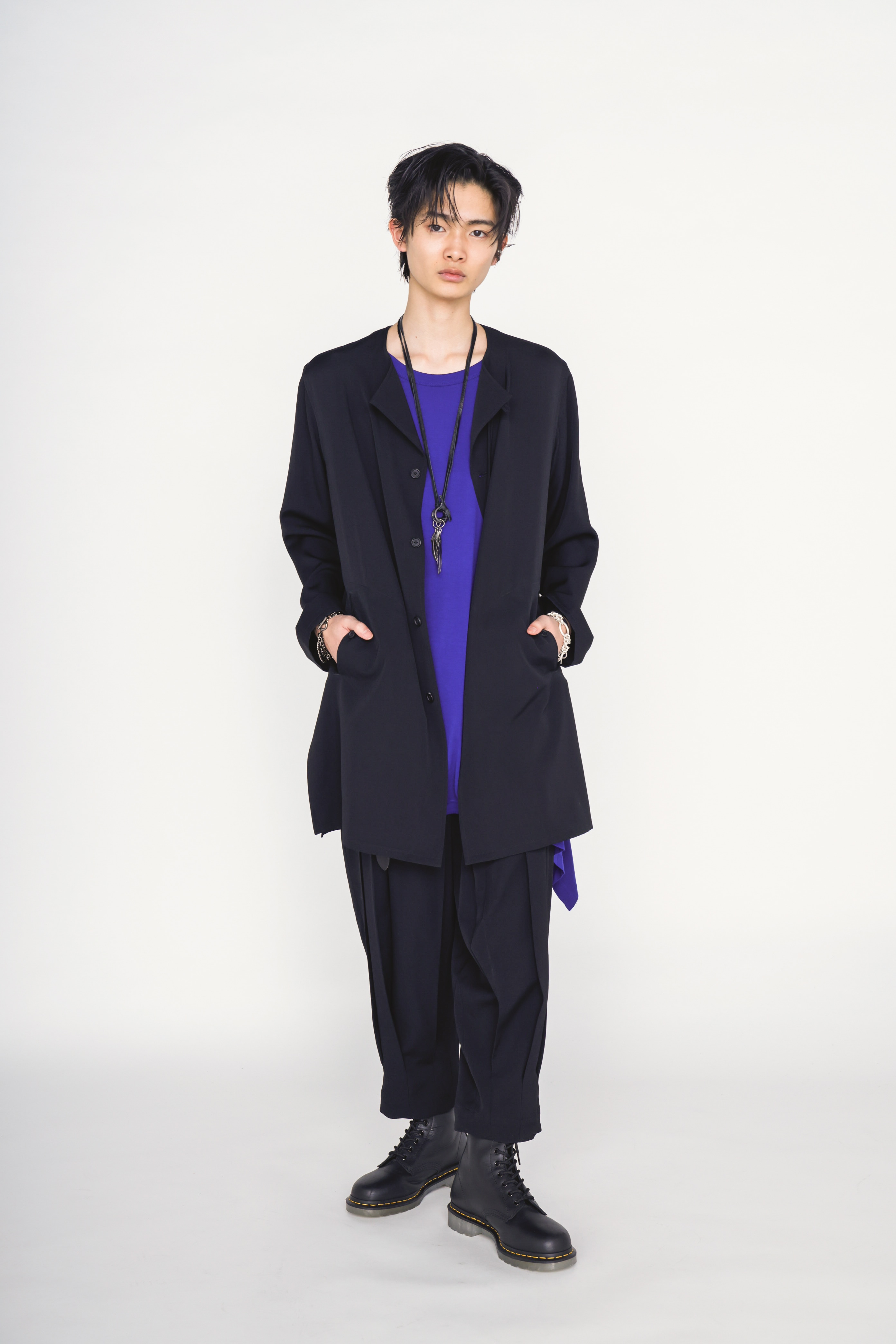 WASHER WOOL GABARDINE PLEATED PANTS