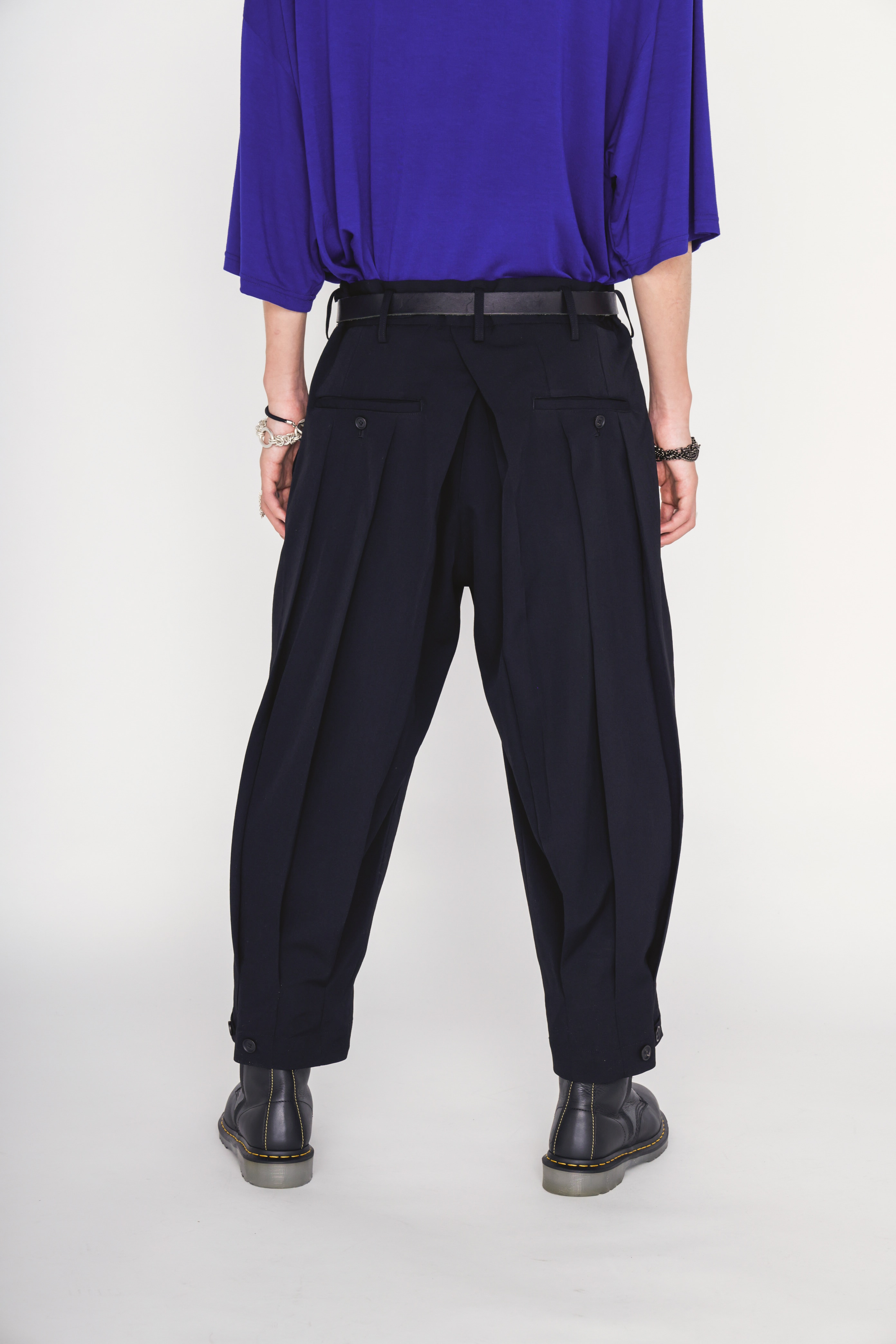 WASHER WOOL GABARDINE PLEATED PANTS