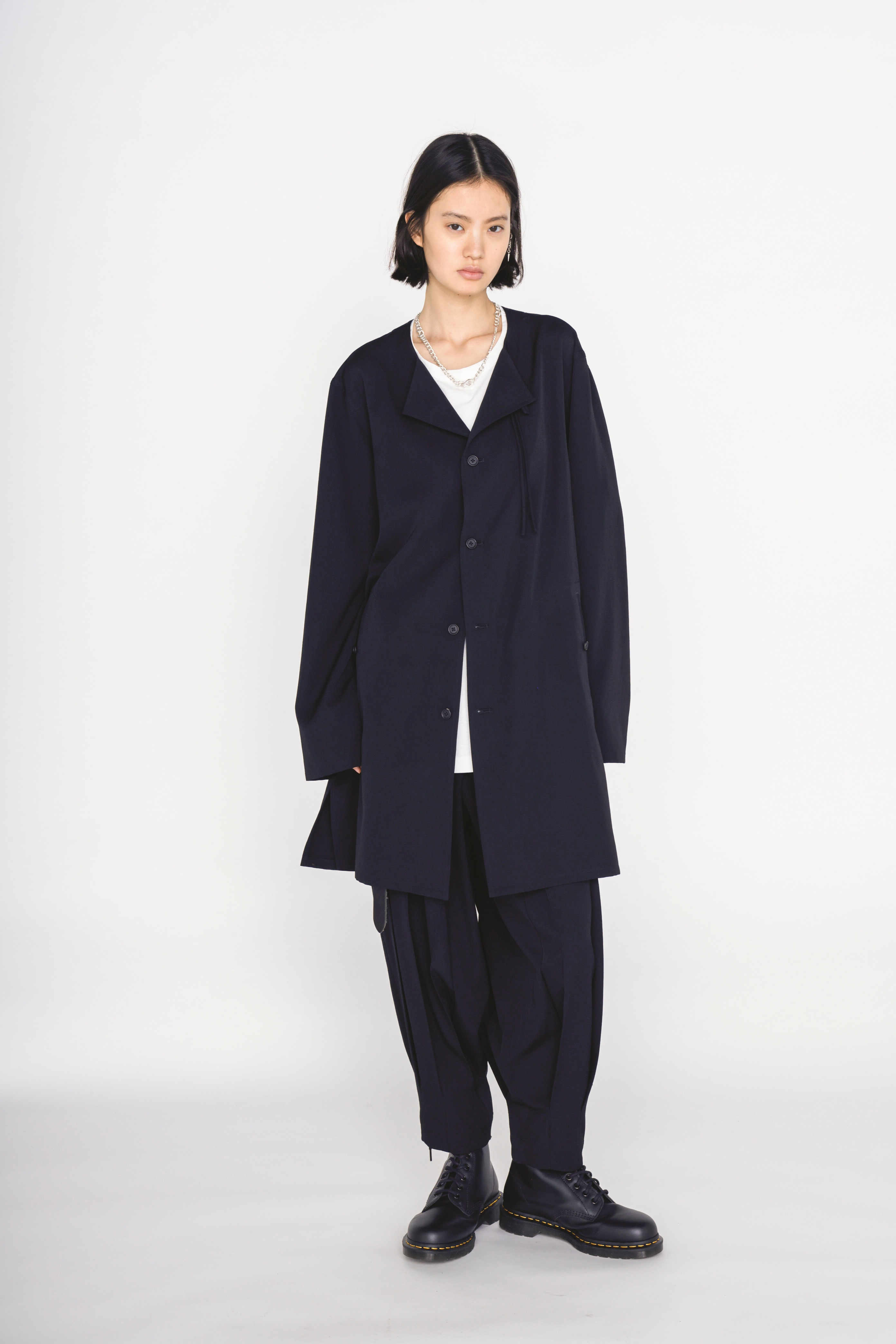 WASHER WOOL GABARDINE PLEATED PANTS