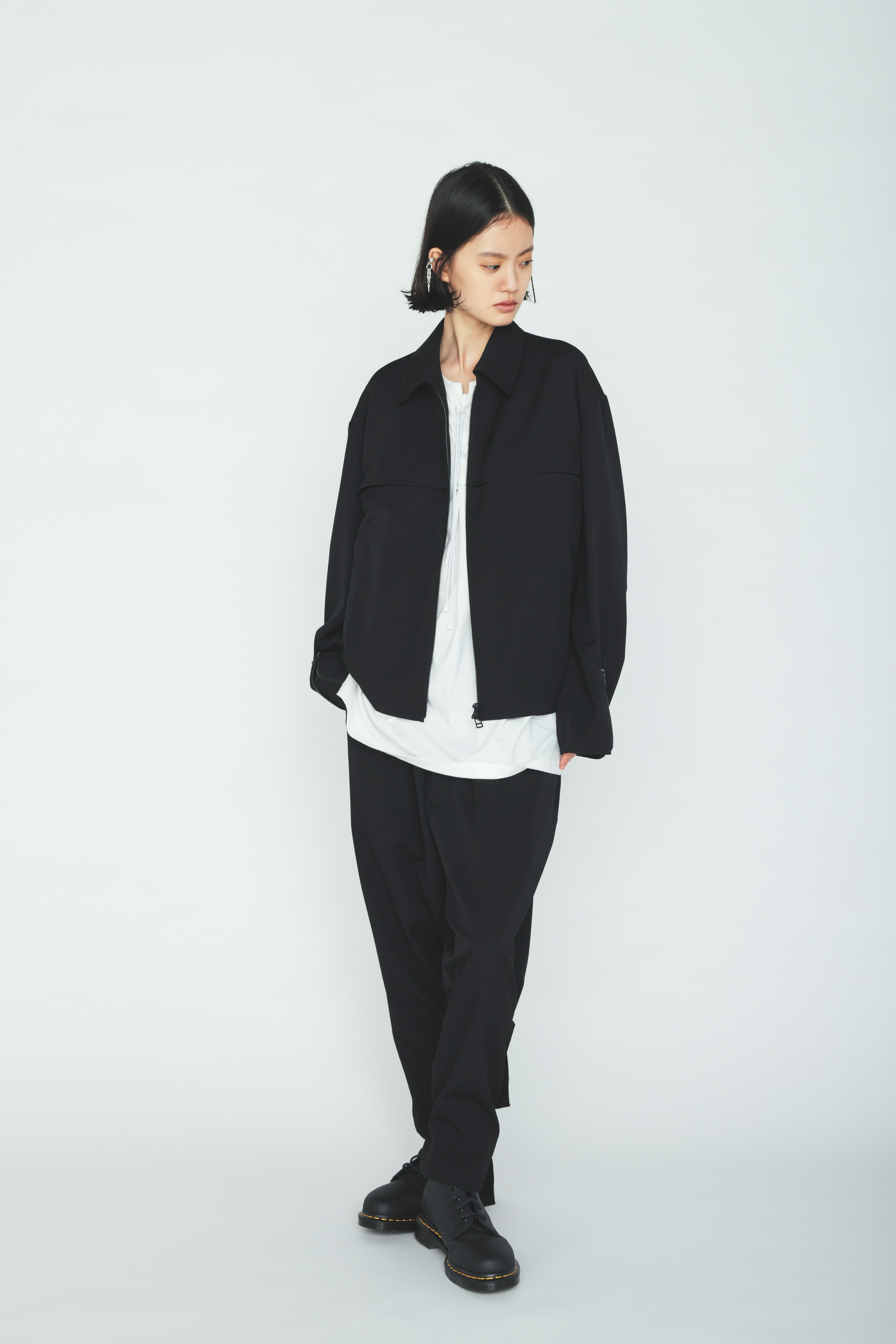 WASHER WOOL GABARDINE SIDE LEG STRAPS PANTS