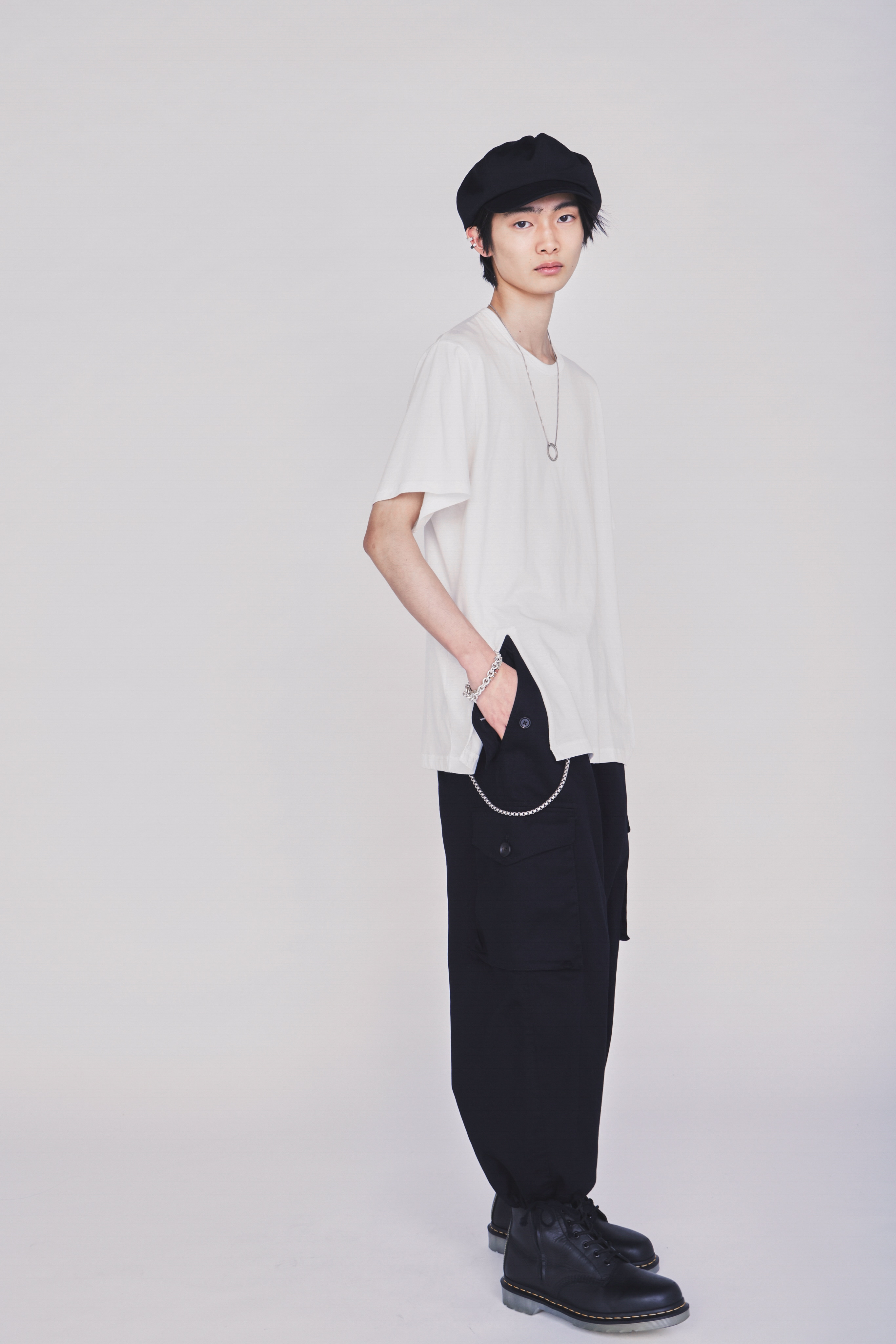 COTTON TWILL GATHERED POCKET CARGO PANTS