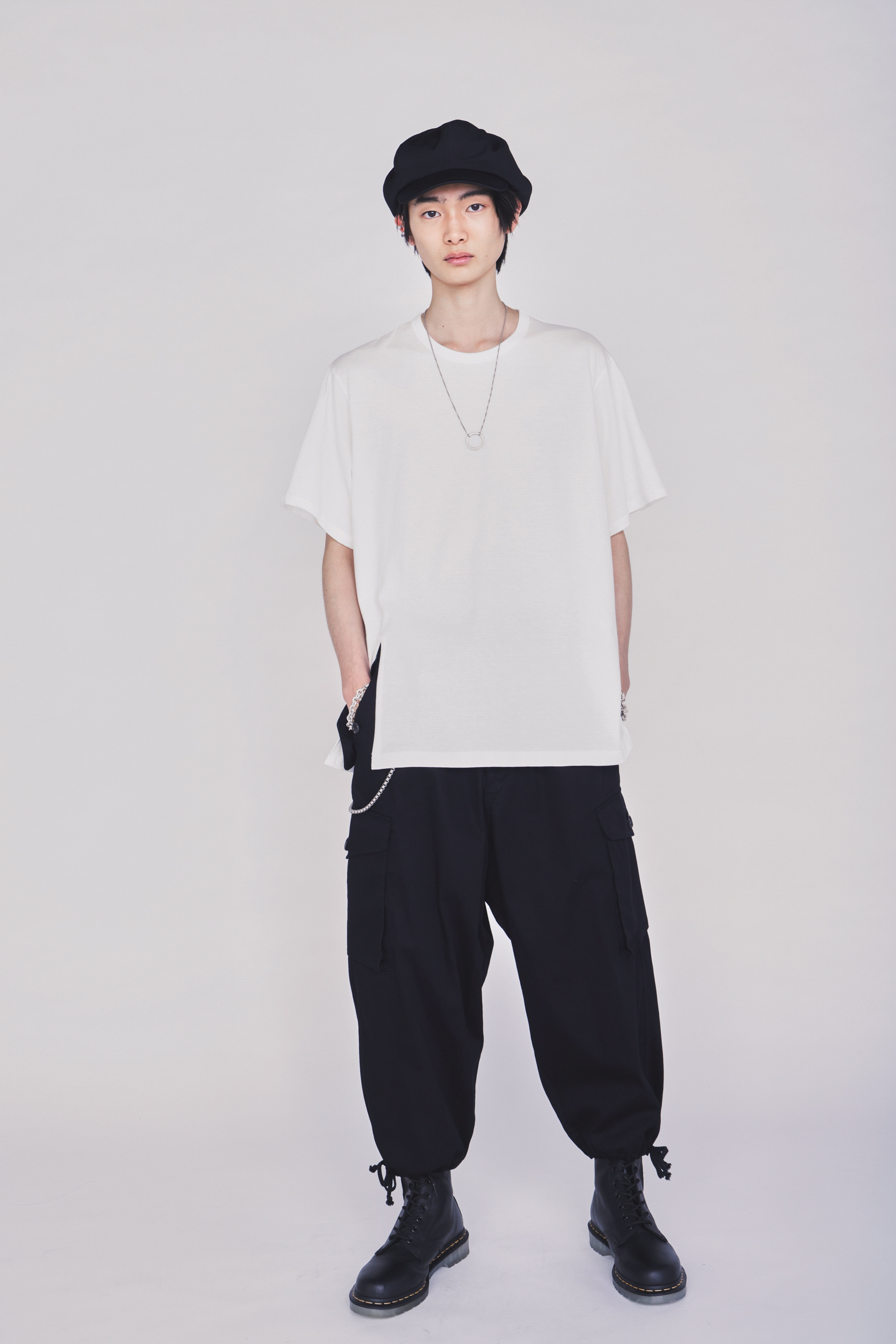 COTTON TWILL GATHERED POCKET CARGO PANTS