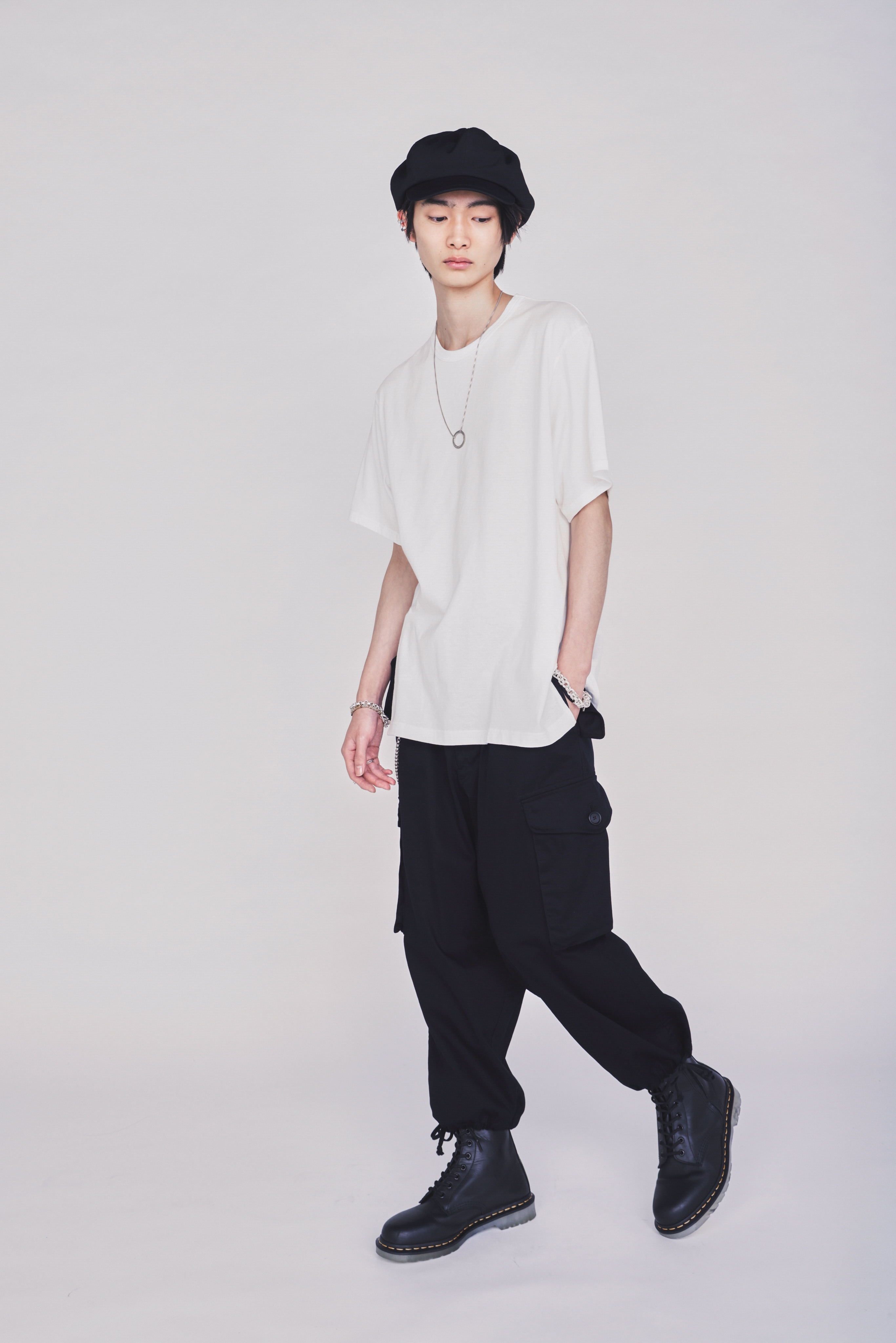 COTTON TWILL GATHERED POCKET CARGO PANTS