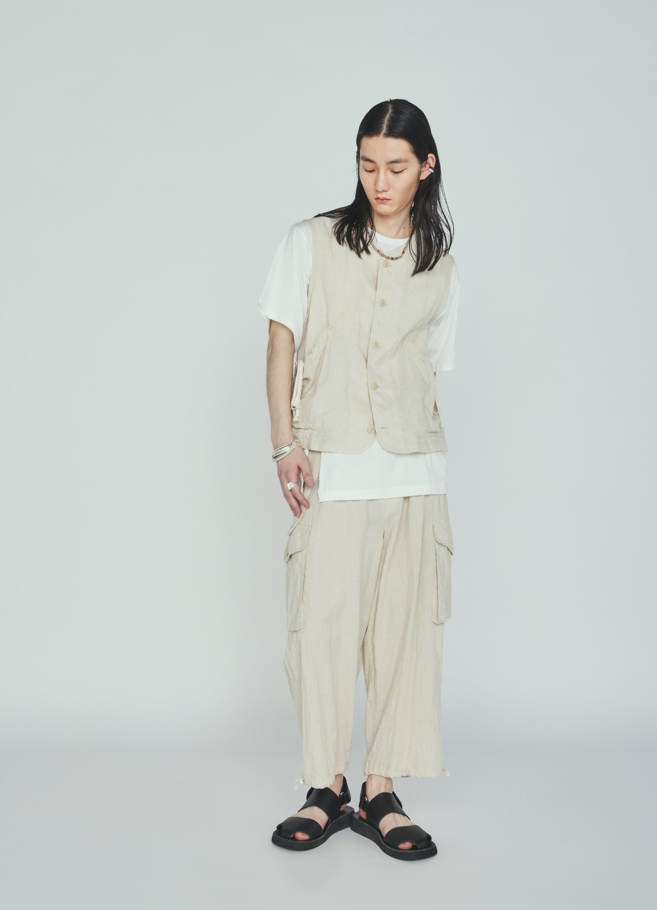 Cotton-Linen Poplin CARGO PANTS