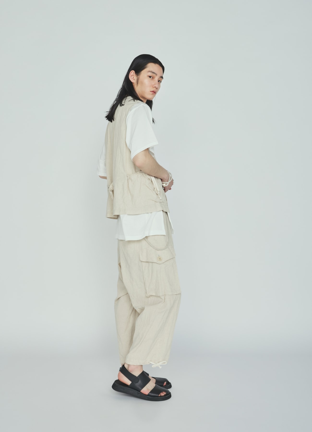 Cotton-Linen Poplin CARGO PANTS