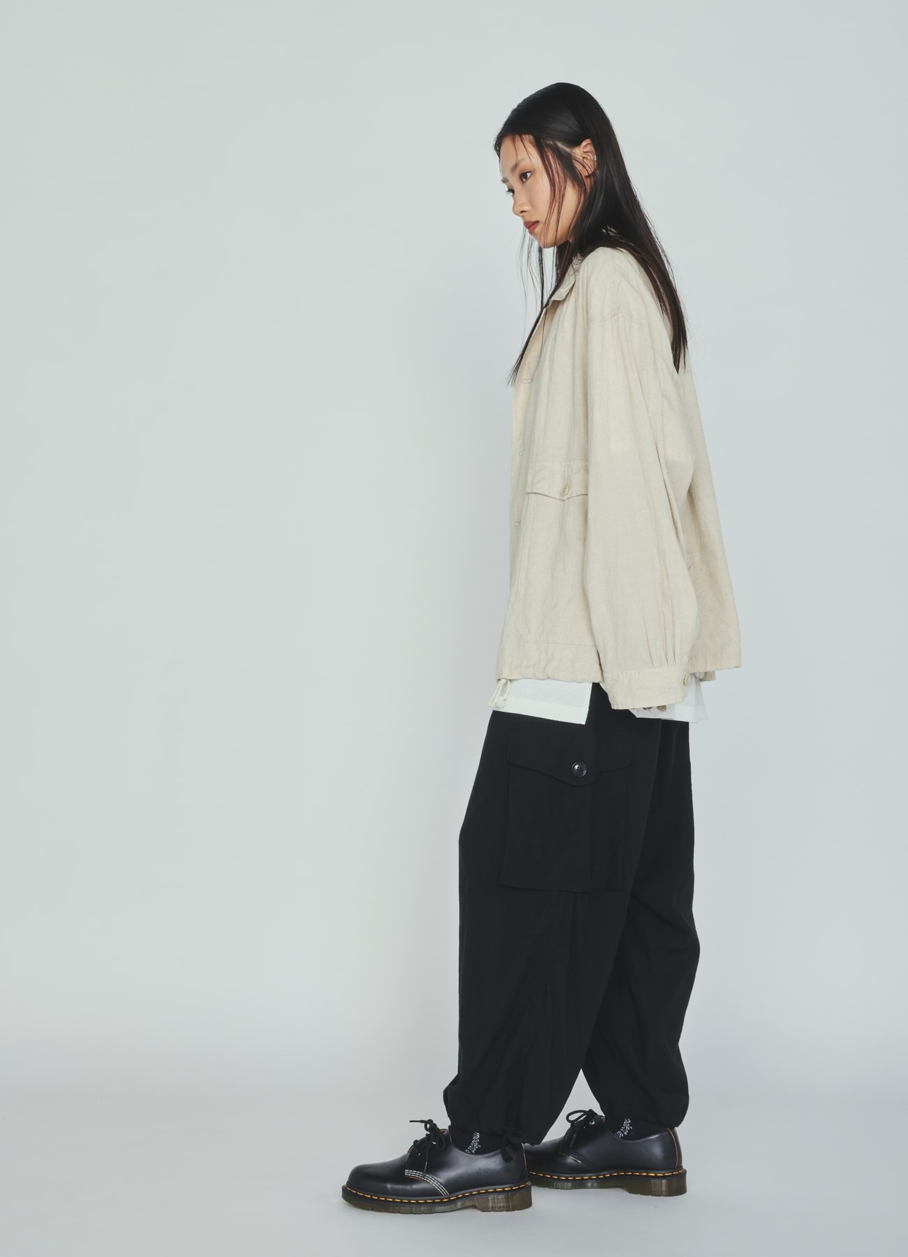 Cotton-Linen Poplin CARGO PANTS