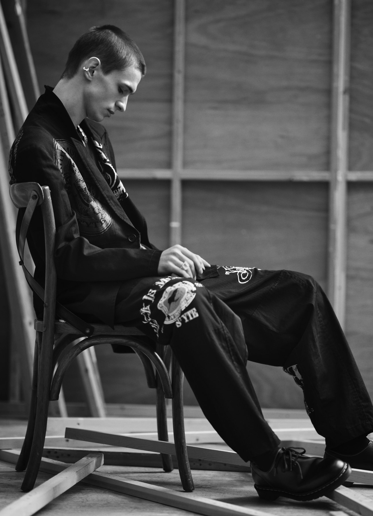 PRINTED PATCHWORK COTTON TWILL PANTS