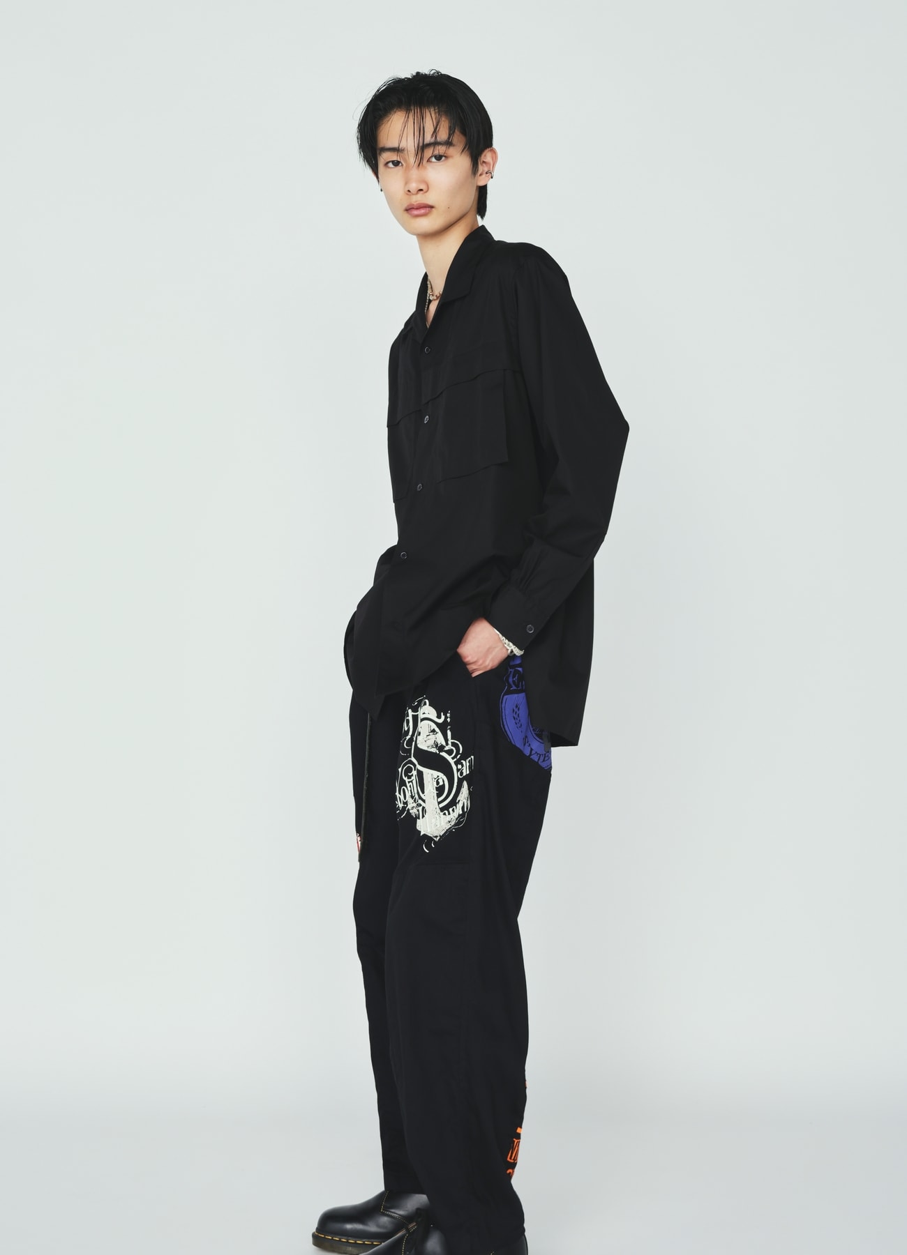 PRINTED PATCHWORK COTTON TWILL PANTS