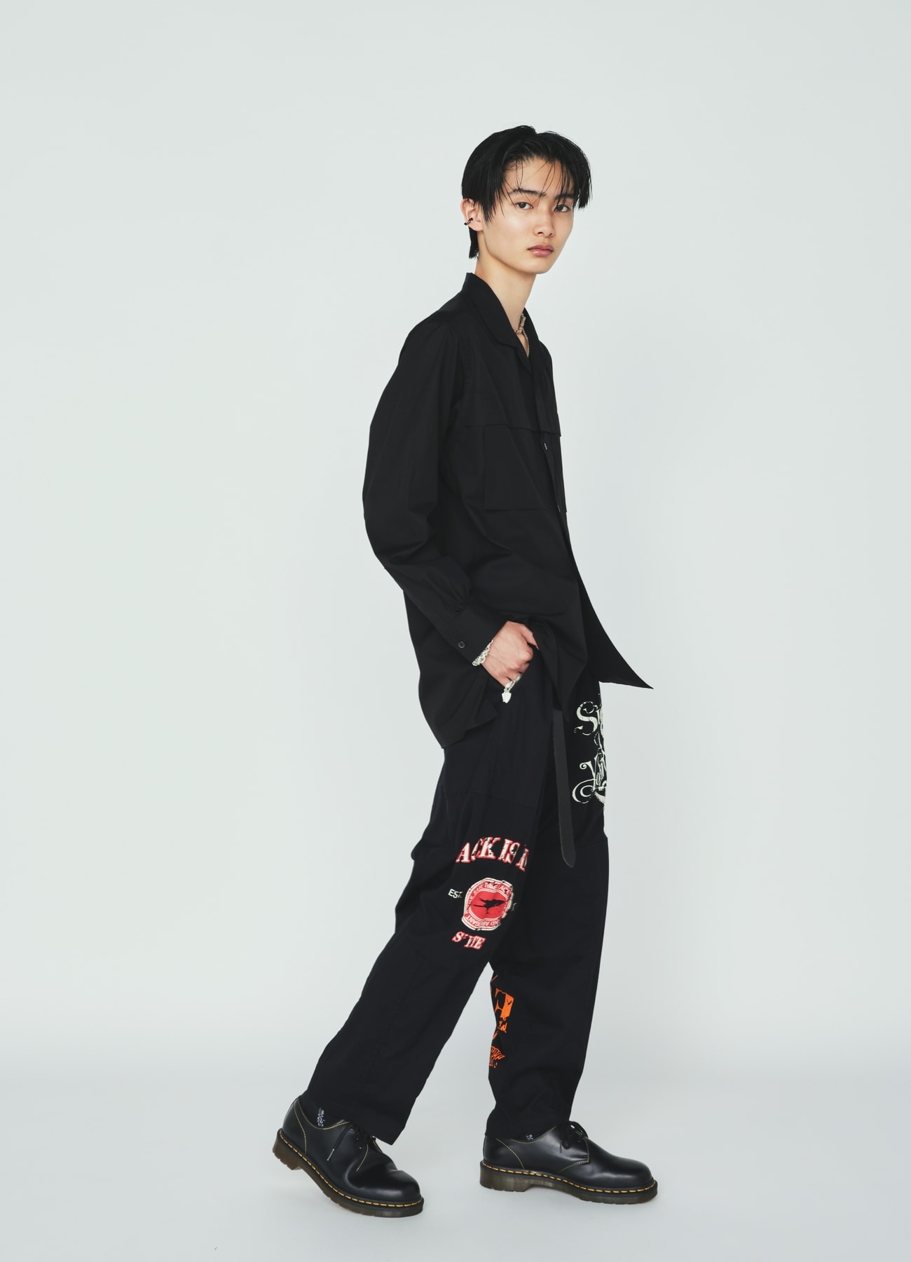 PRINTED PATCHWORK COTTON TWILL PANTS