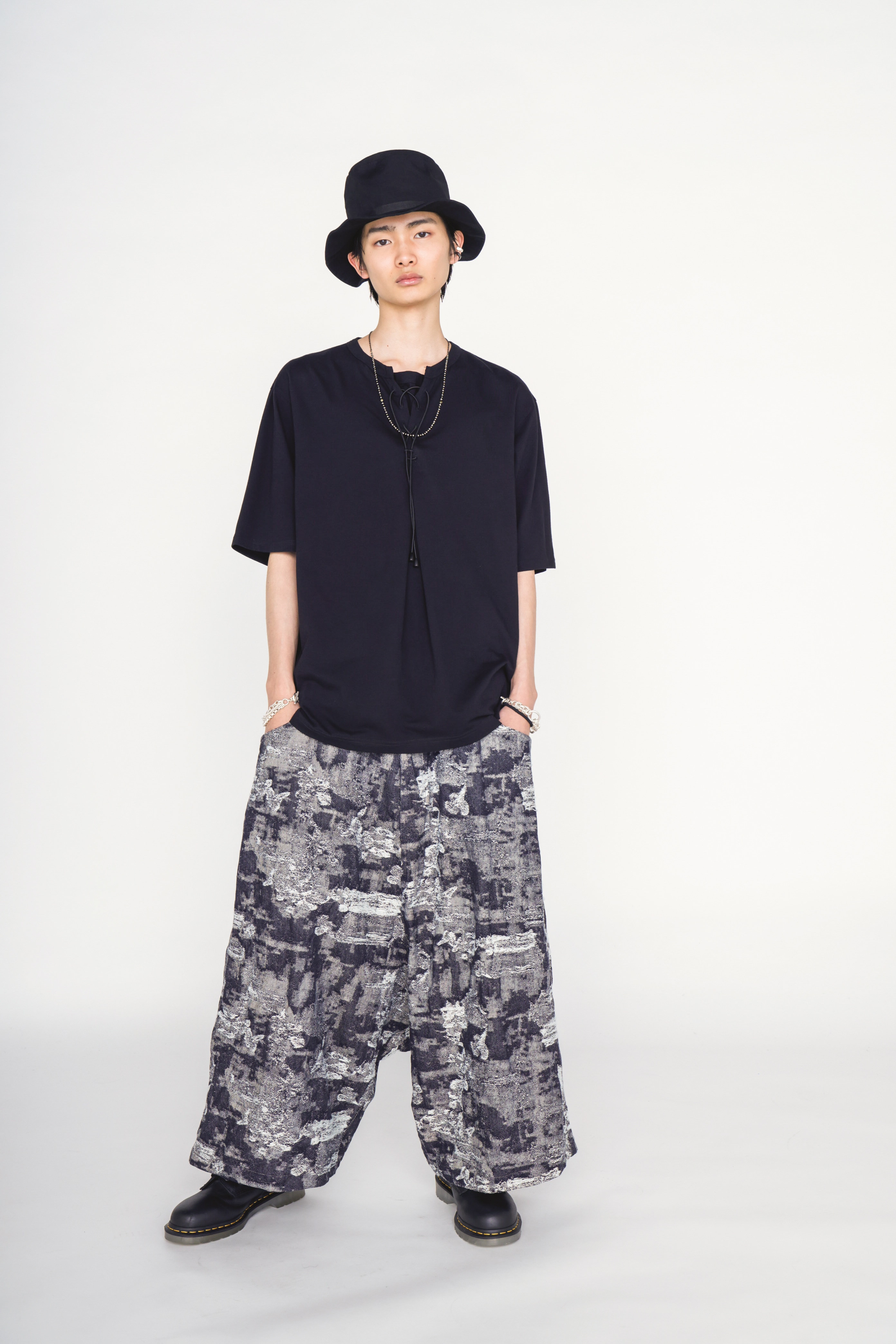 JACQUARD DENIM SAROUEL PANTS