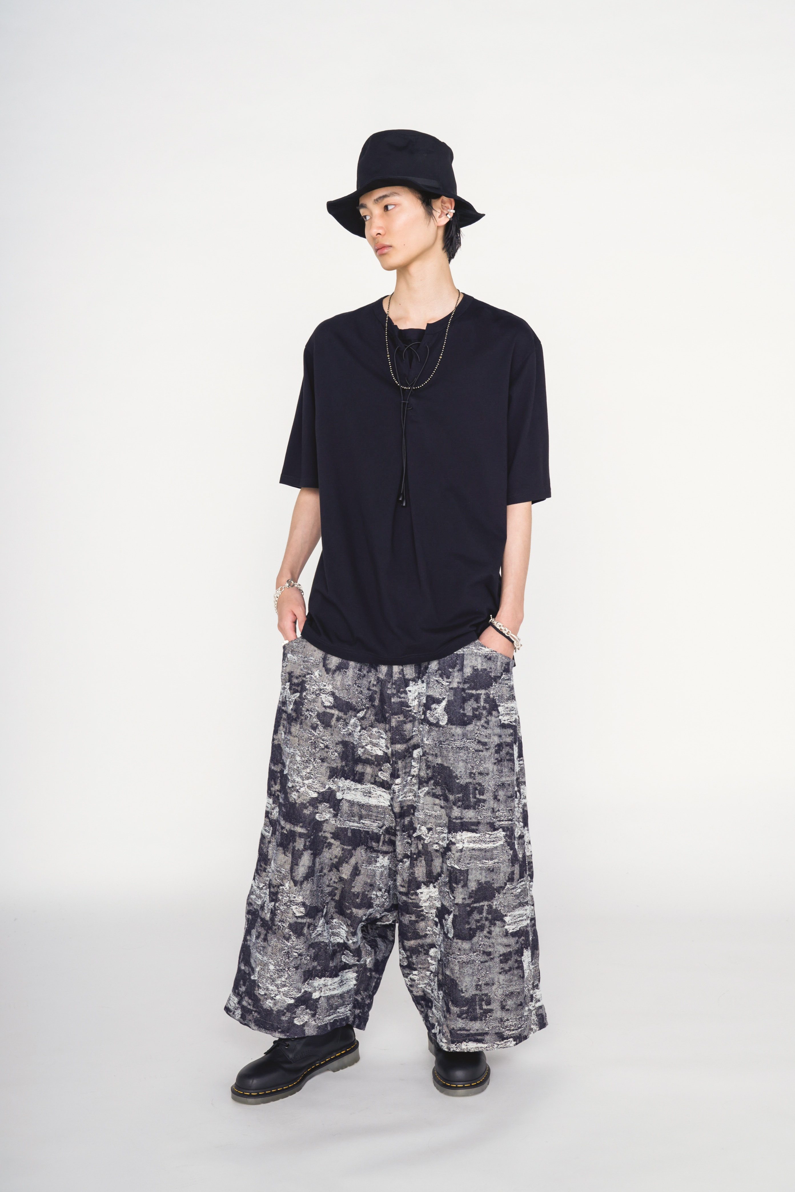 JACQUARD DENIM SAROUEL PANTS