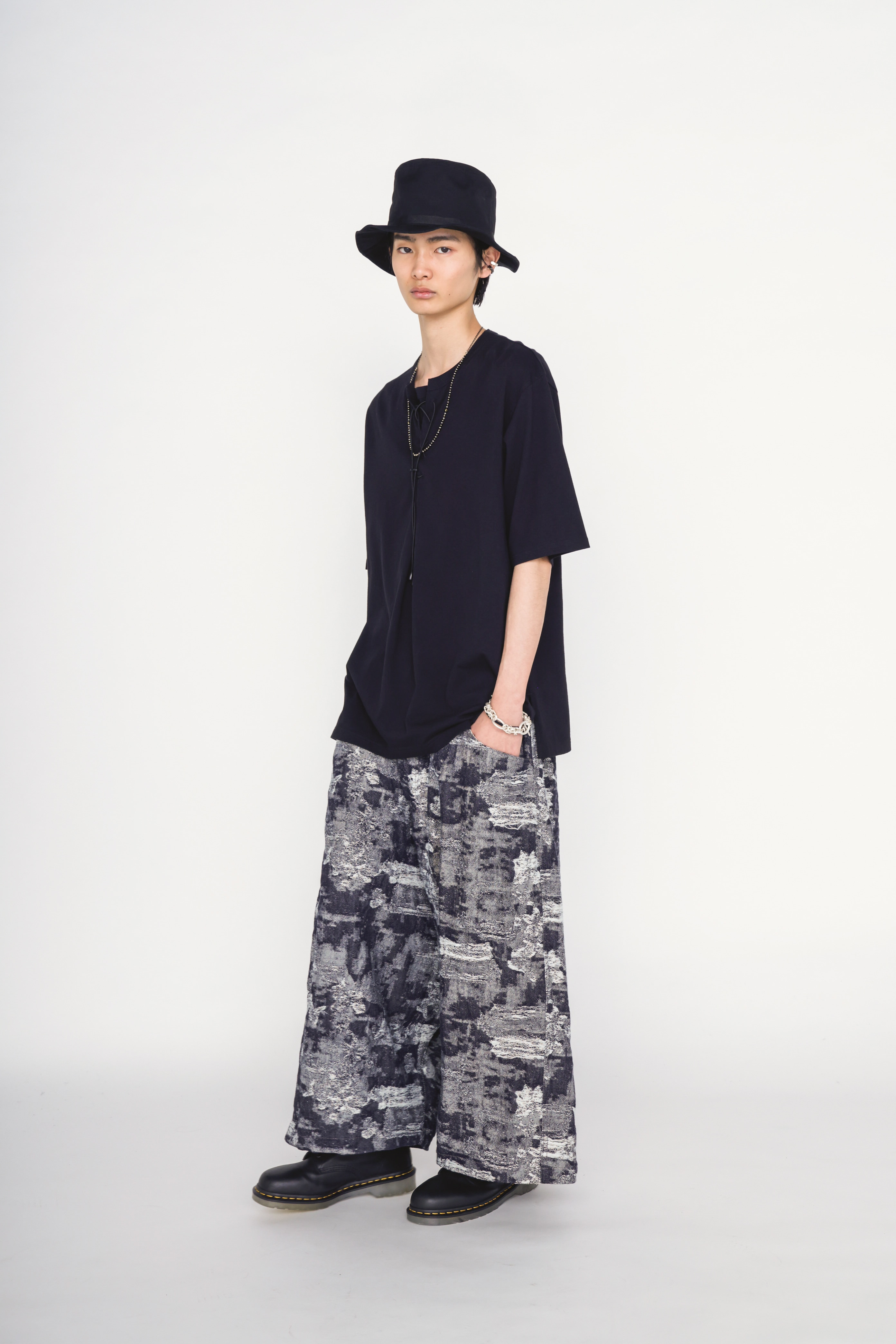 JACQUARD DENIM SAROUEL PANTS
