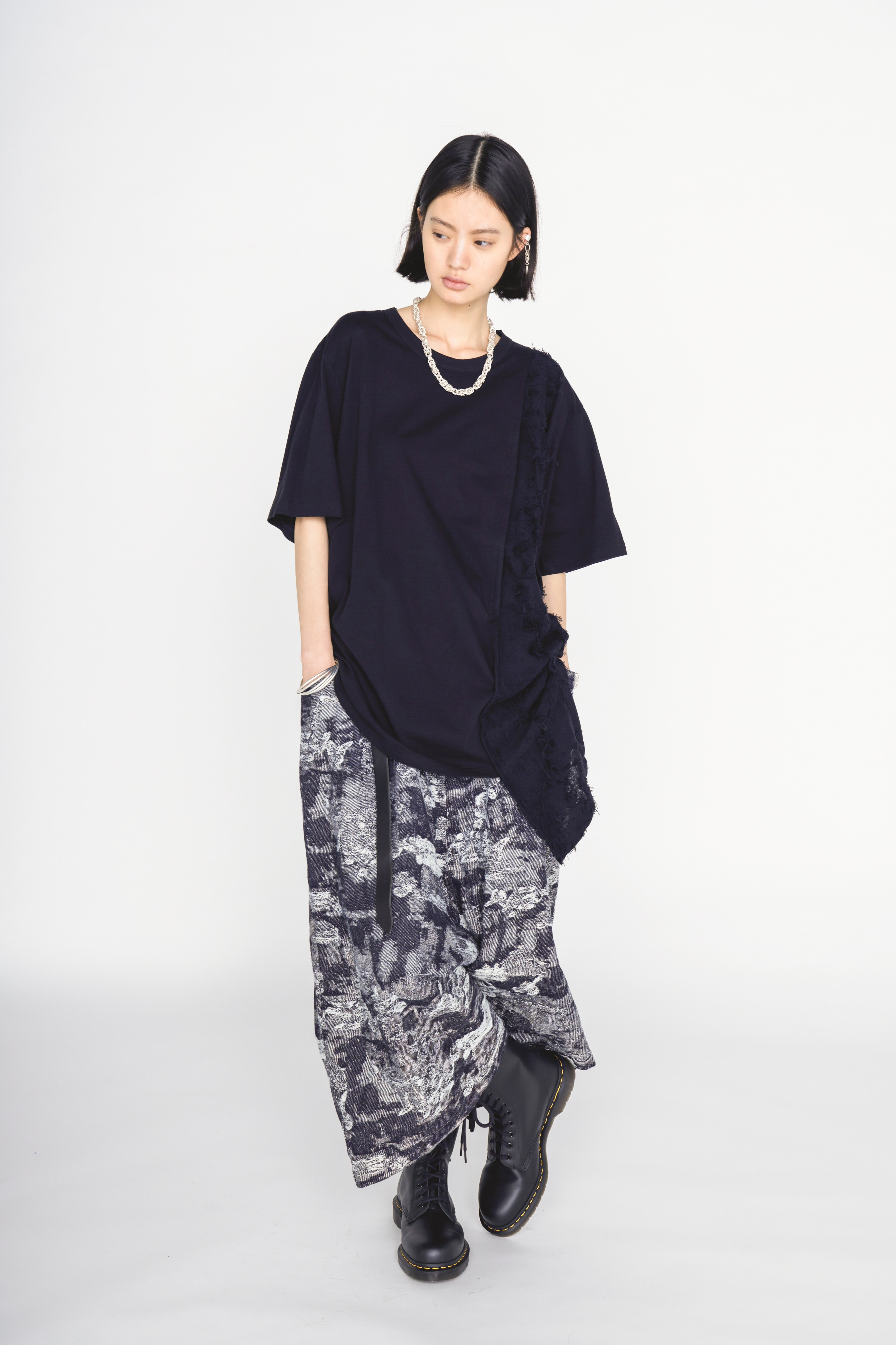 JACQUARD DENIM SAROUEL PANTS