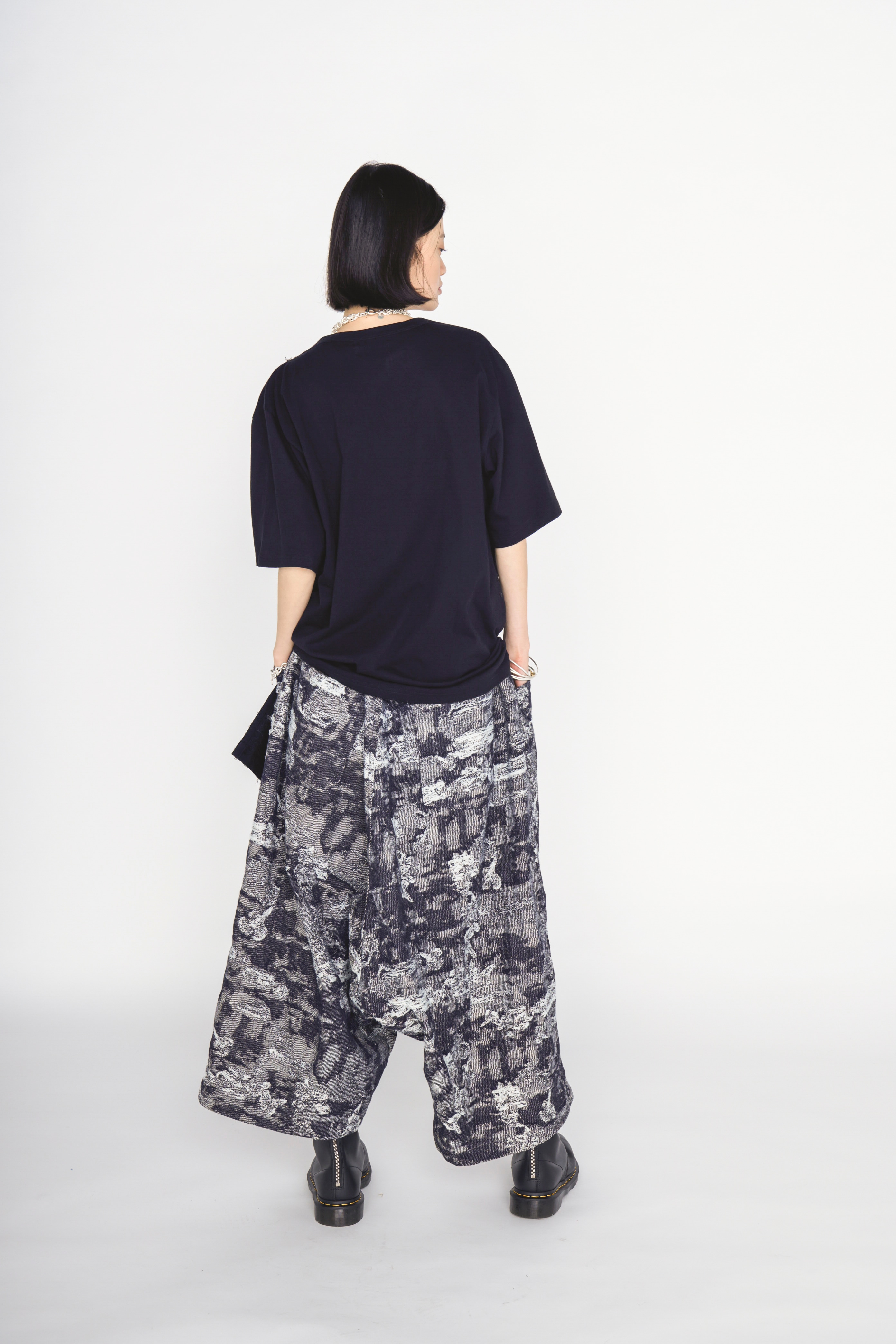 JACQUARD DENIM SAROUEL PANTS