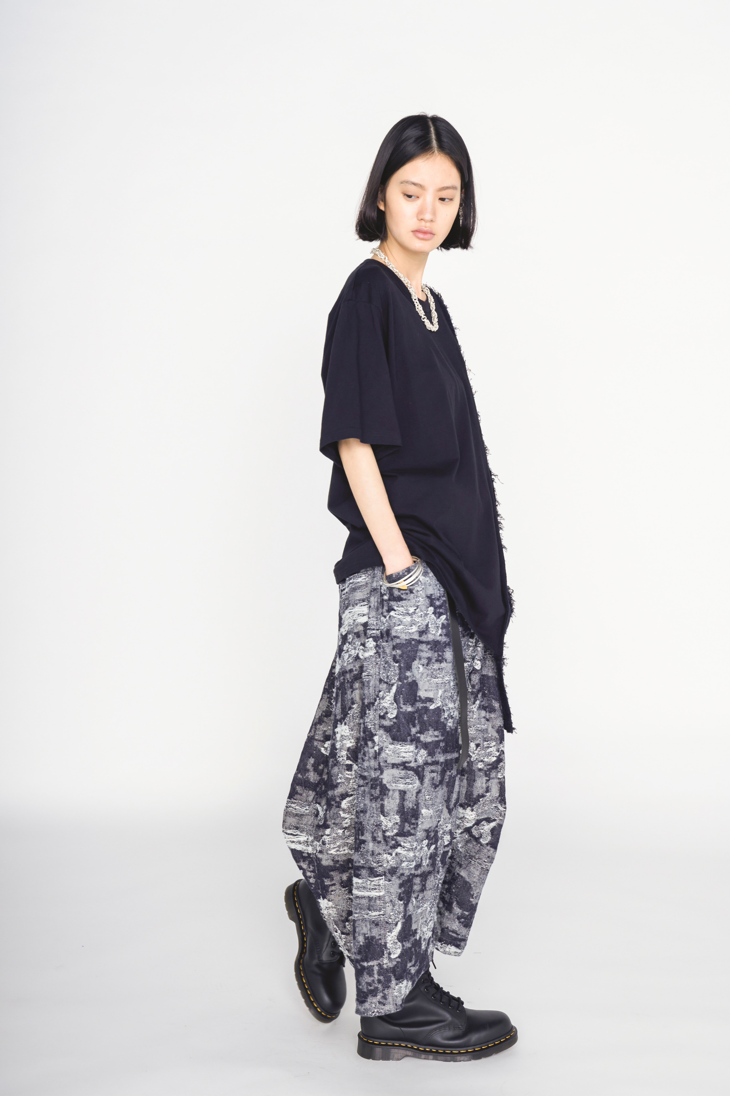 JACQUARD DENIM SAROUEL PANTS