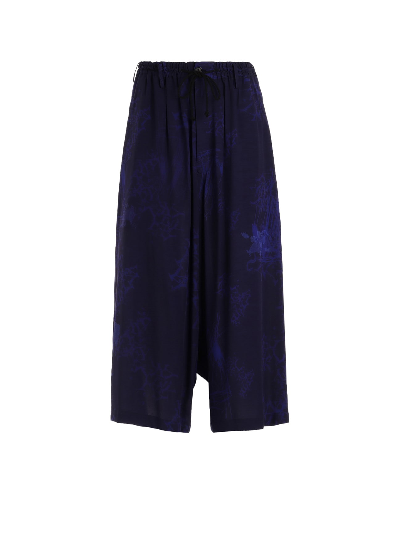 RAYON “Y” LETTER AND INDIAN MOTIF PRINT WIDE SAROUEL PANTS