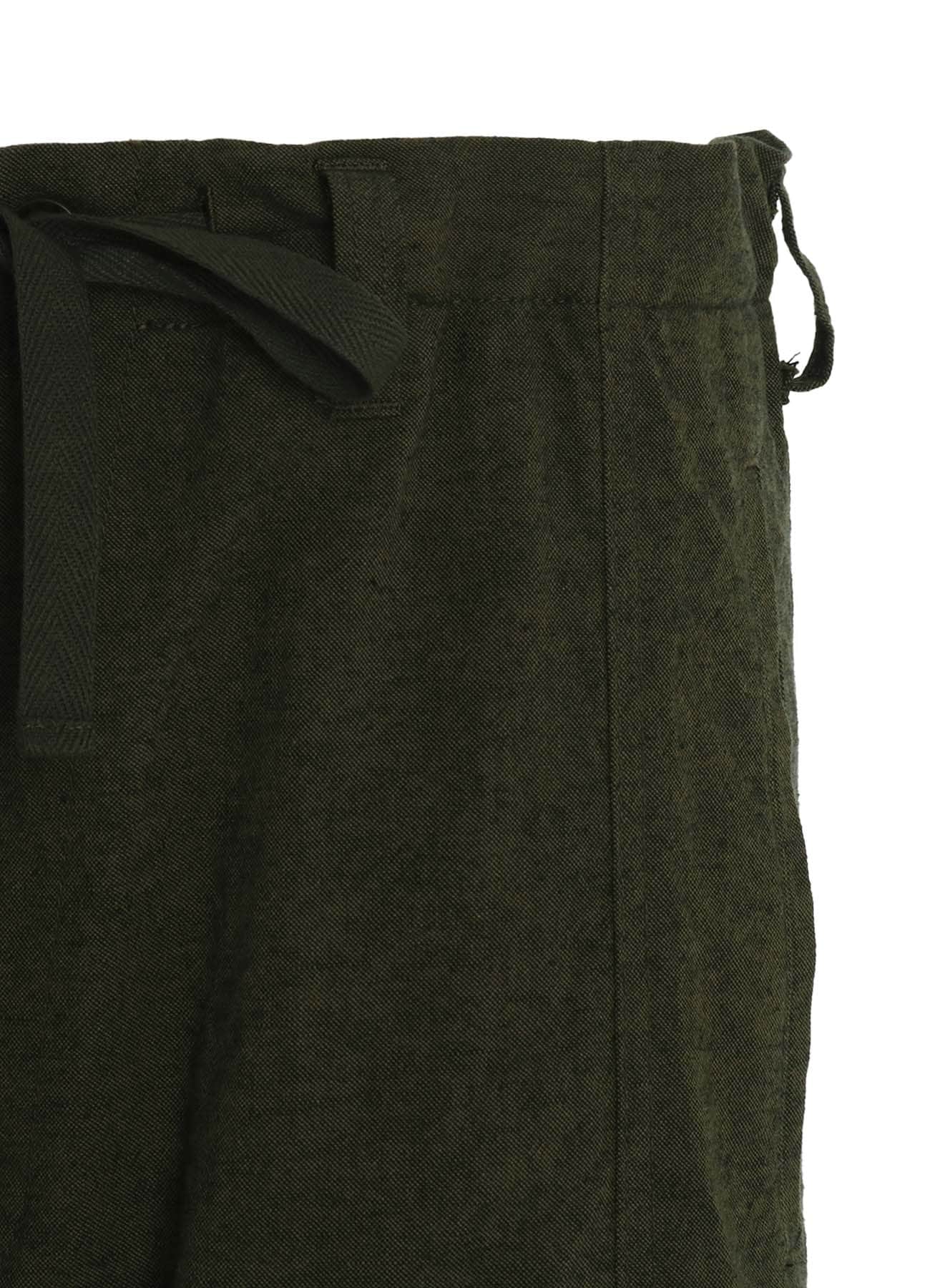 COTTON/LINEN CANVAS SOFRON BELTED HEM TAPERED PANTS