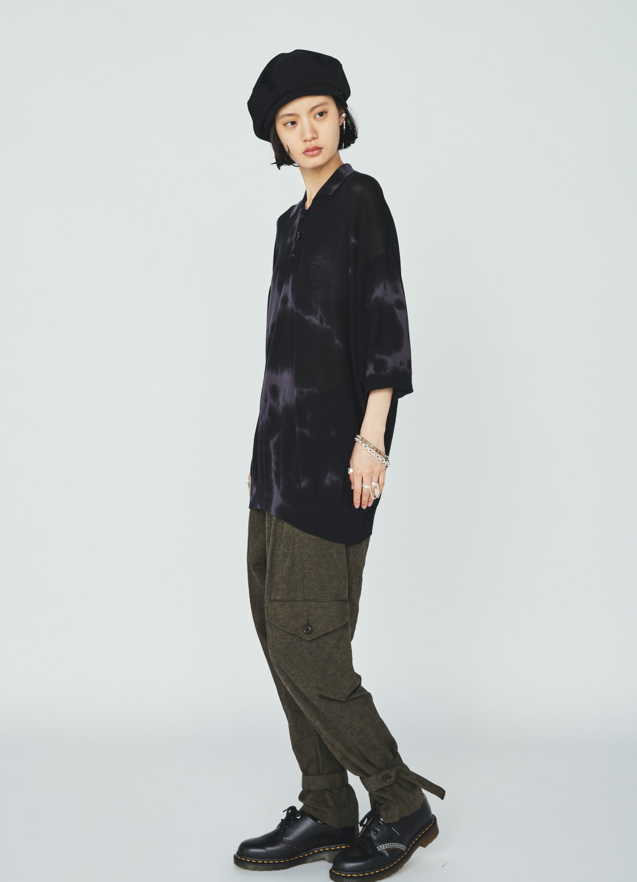 COTTON/LINEN CANVAS SOFRON BELTED HEM TAPERED PANTS
