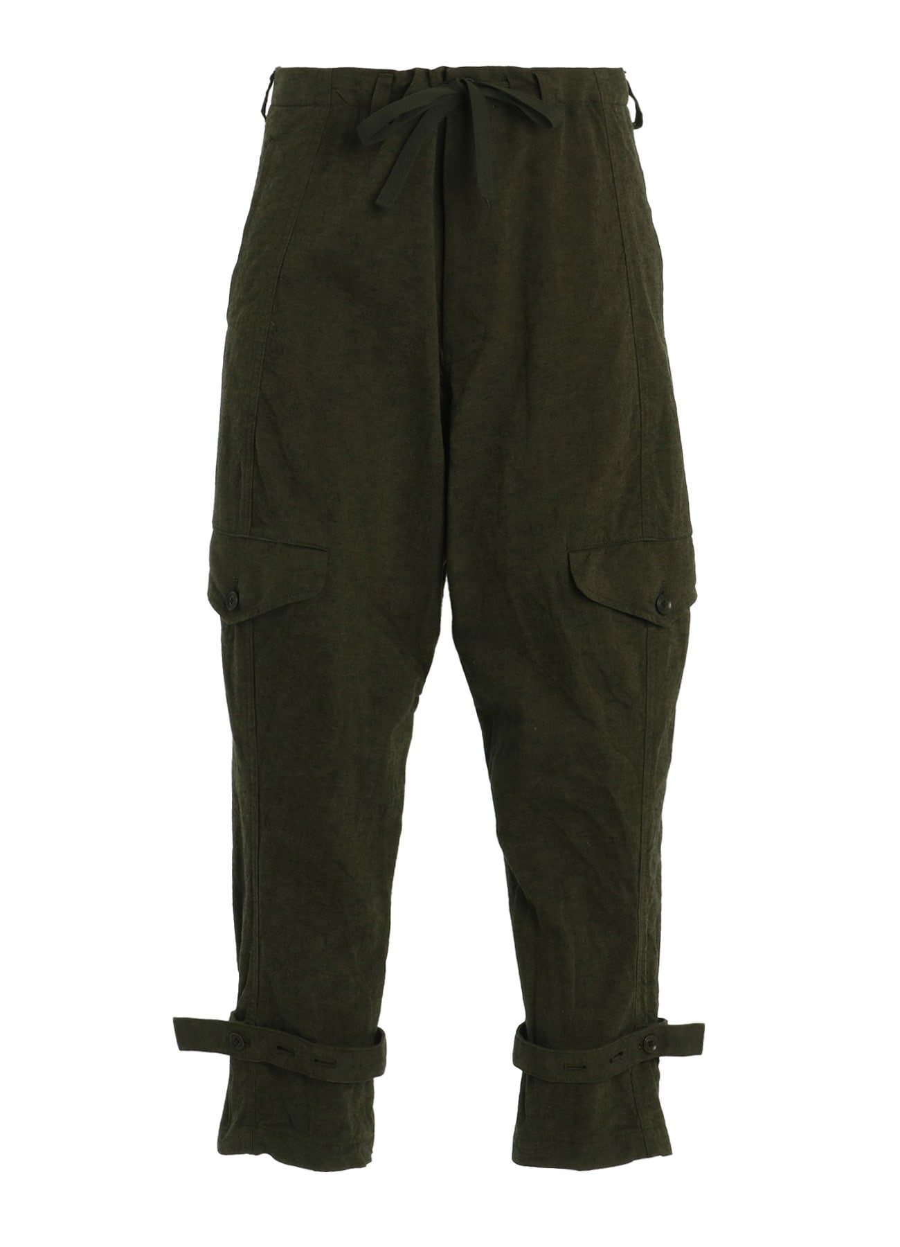 COTTON/LINEN CANVAS SOFRON BELTED HEM TAPERED PANTS