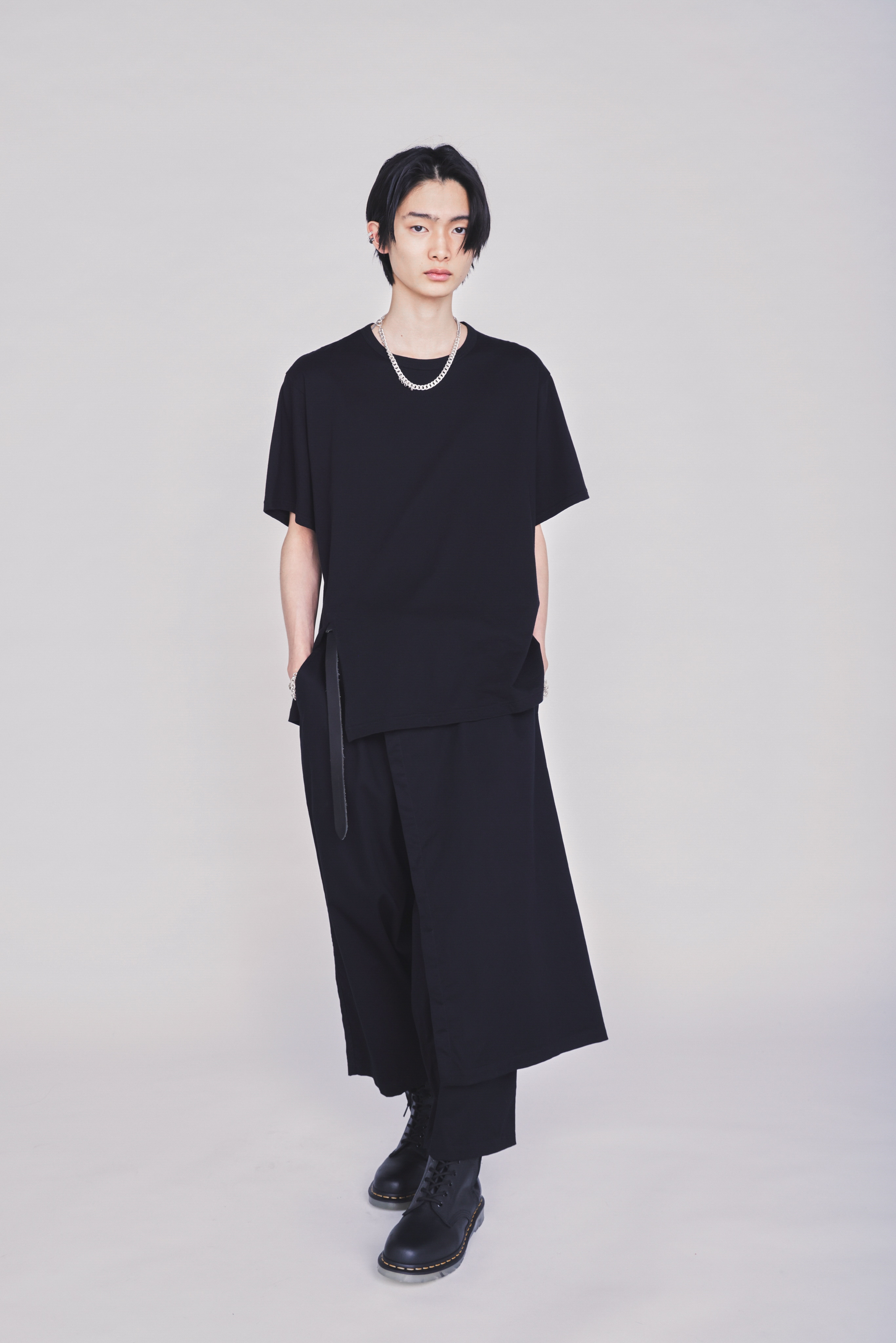 COTTON TWILL GATHERED POCKET WRAP PANTS