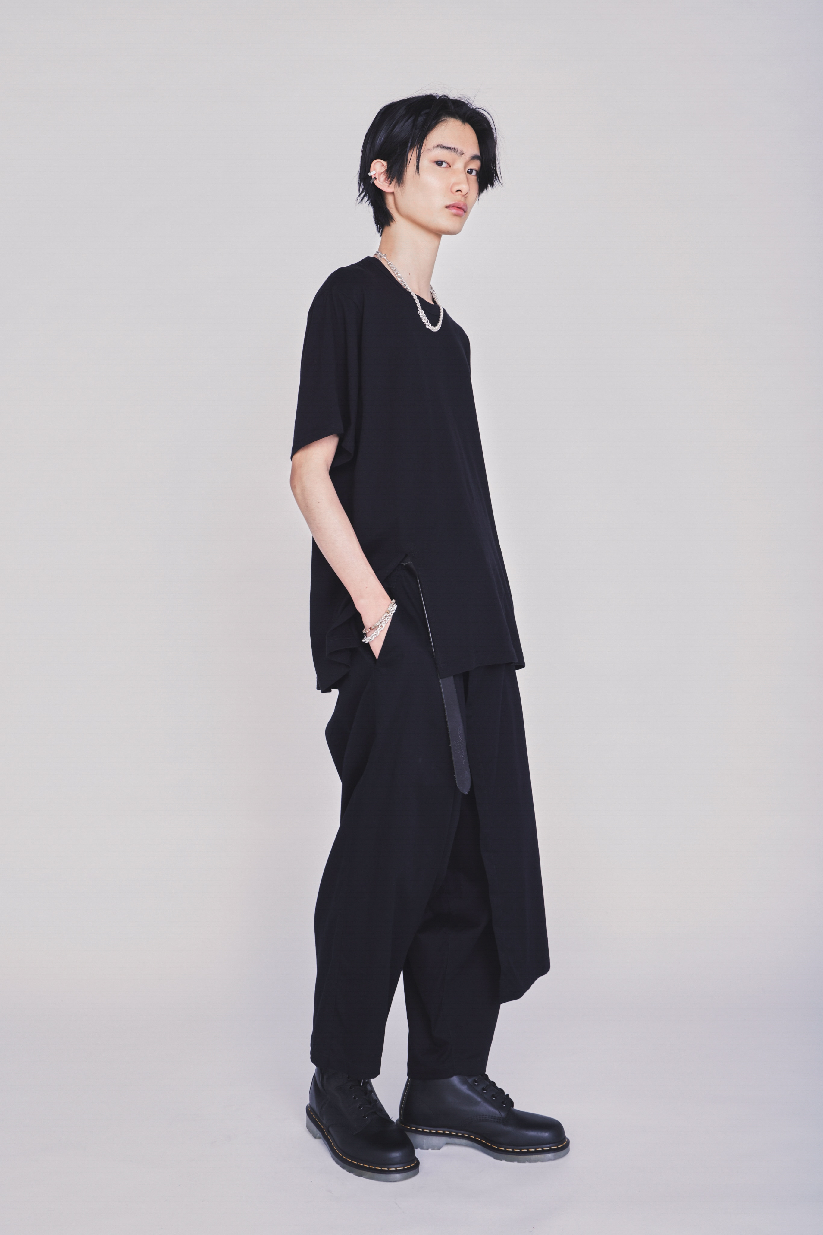 COTTON TWILL GATHERED POCKET WRAP PANTS