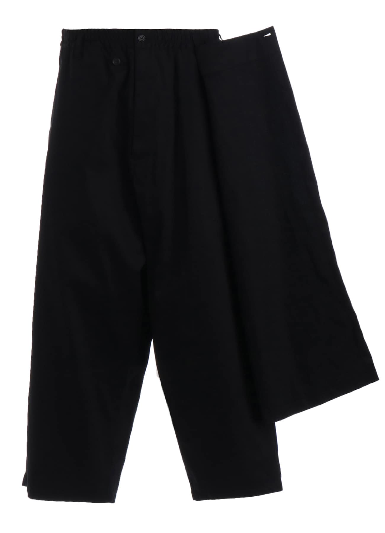 COTTON TWILL GATHERED POCKET WRAP PANTS