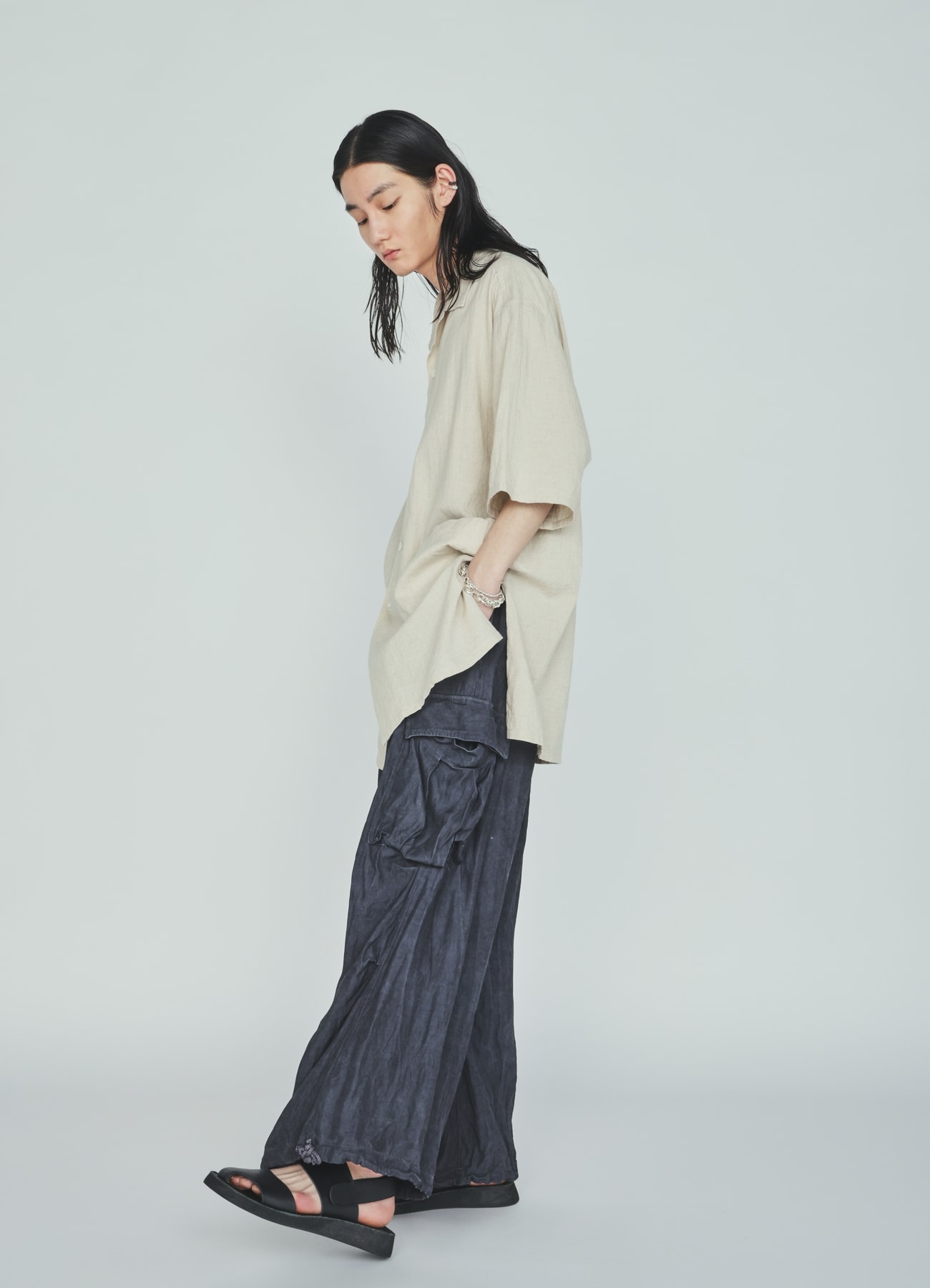 VIS/LI TWILL PIGMENT PRINT KNEE-TUCK CARGO PANTS