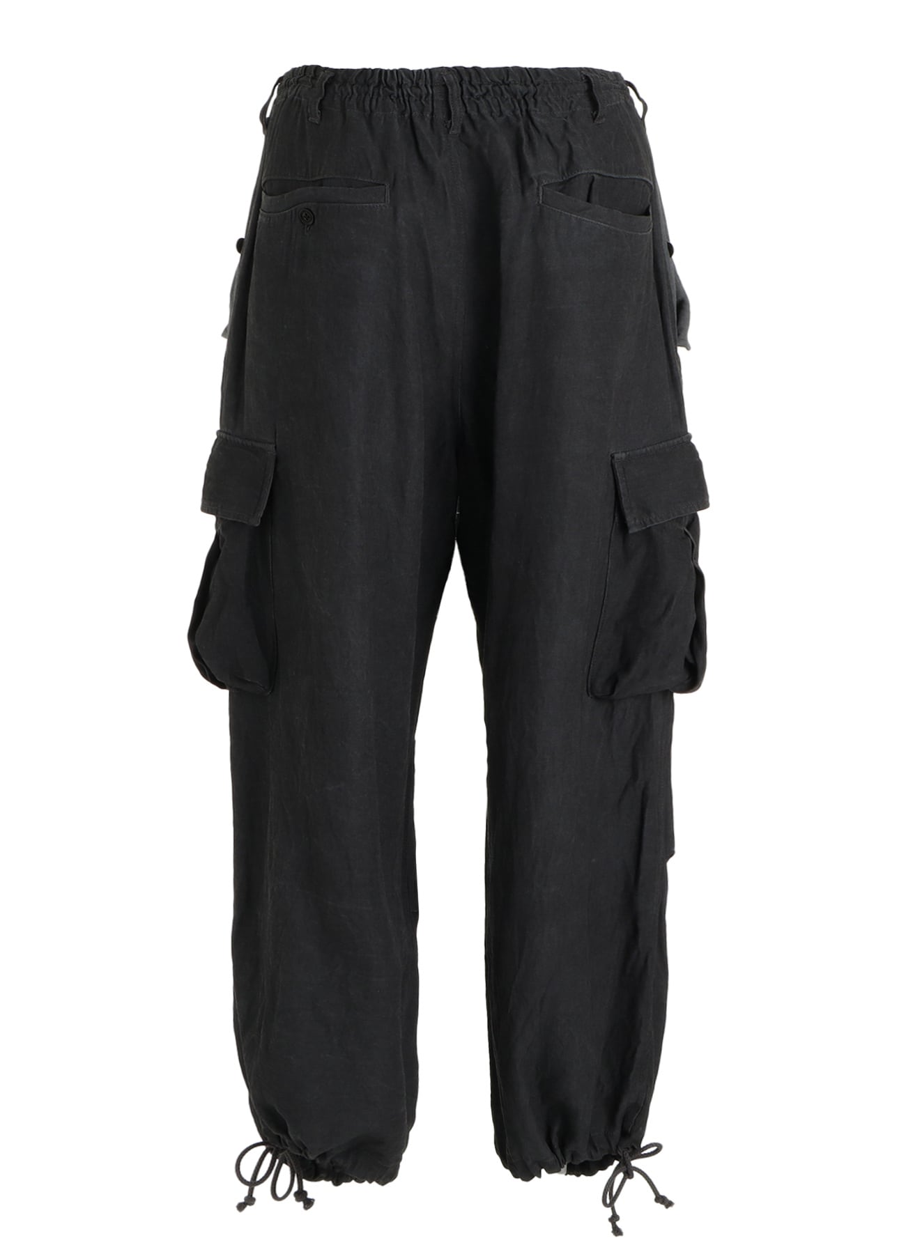 VIS/LI TWILL PIGMENT PRINT KNEE-TUCK CARGO PANTS(S Black): S'YTE
