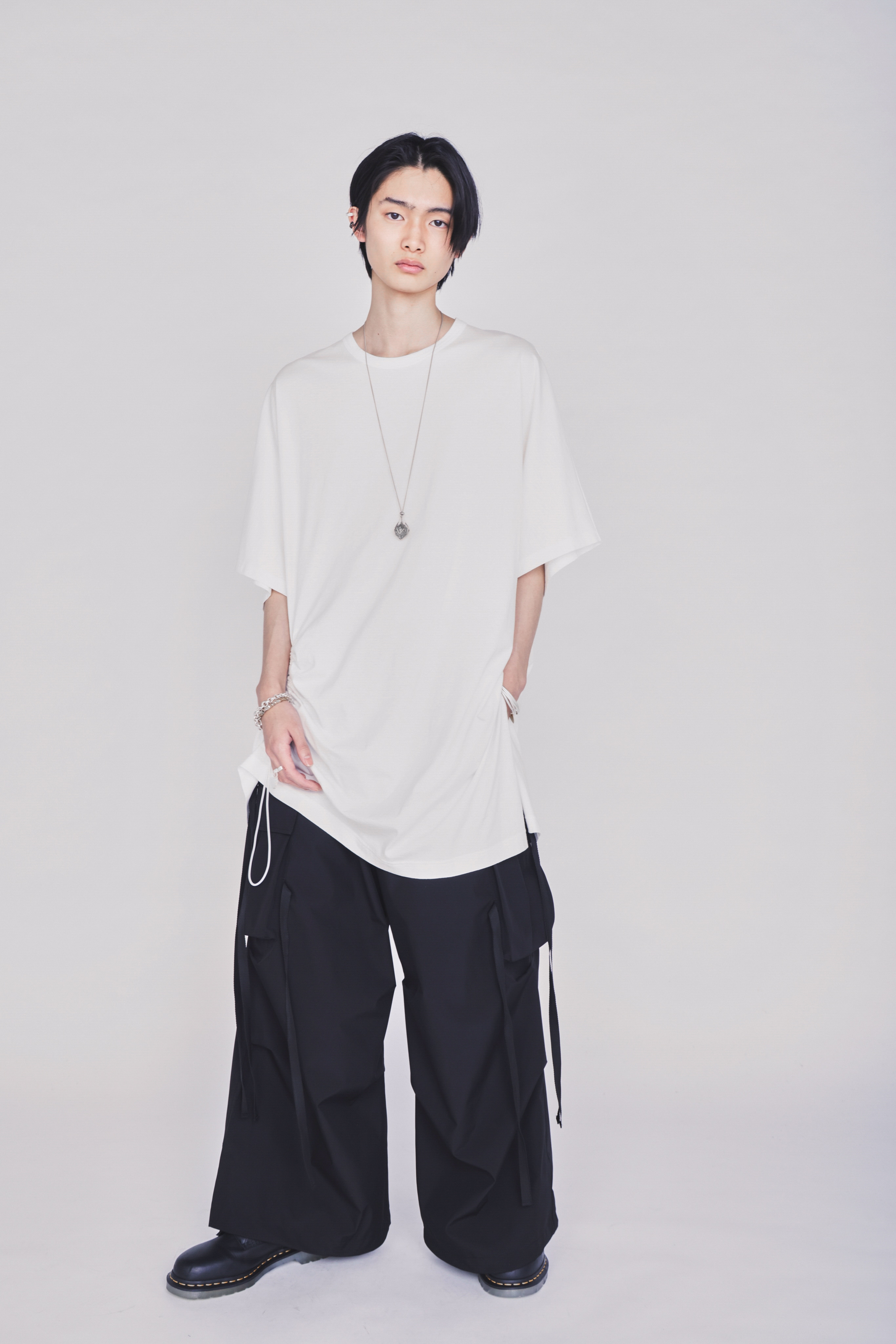 WATERPROOF TECH FABRIC STRAPPED TECHNO PANTS