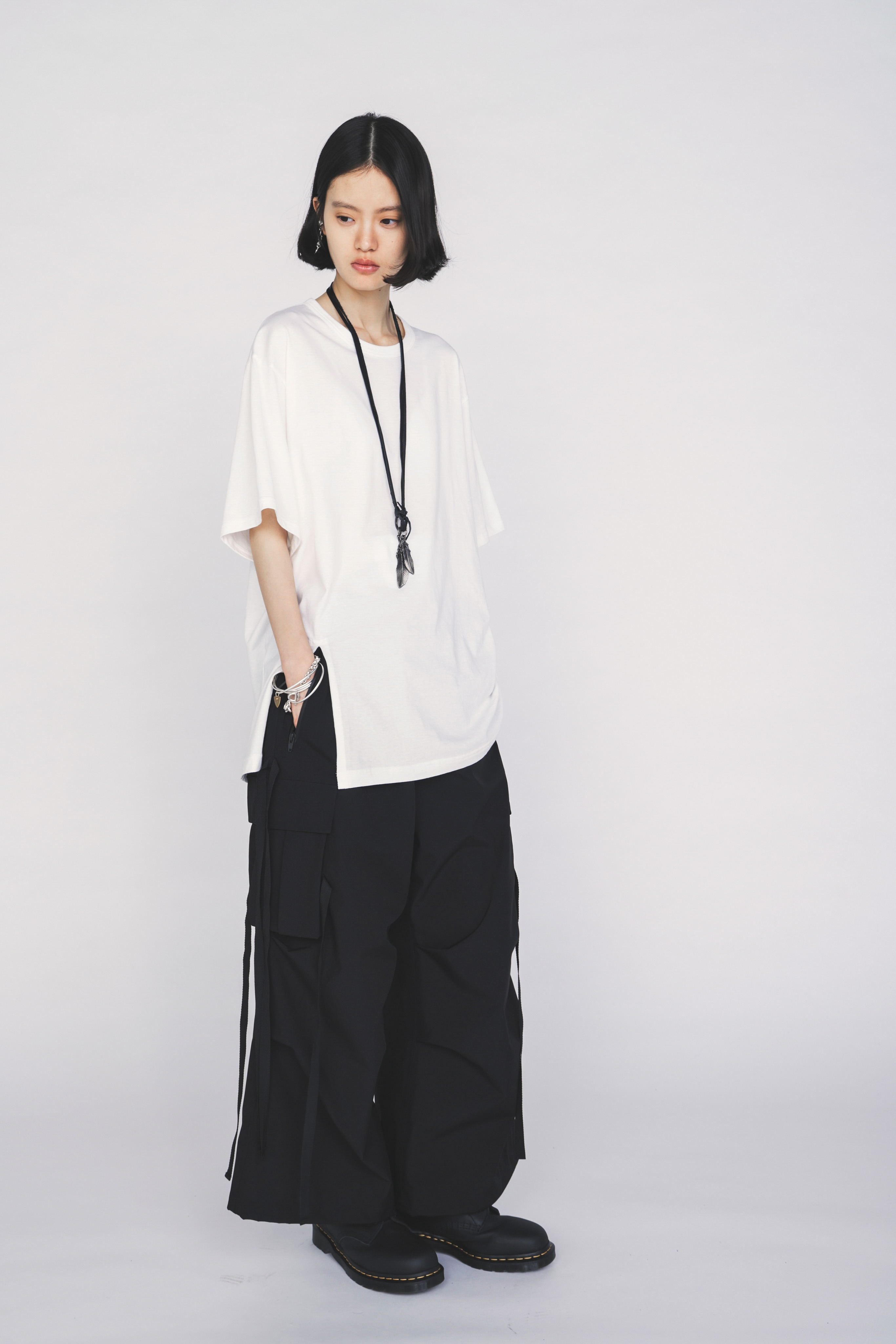 WATERPROOF TECH FABRIC STRAPPED TECHNO PANTS