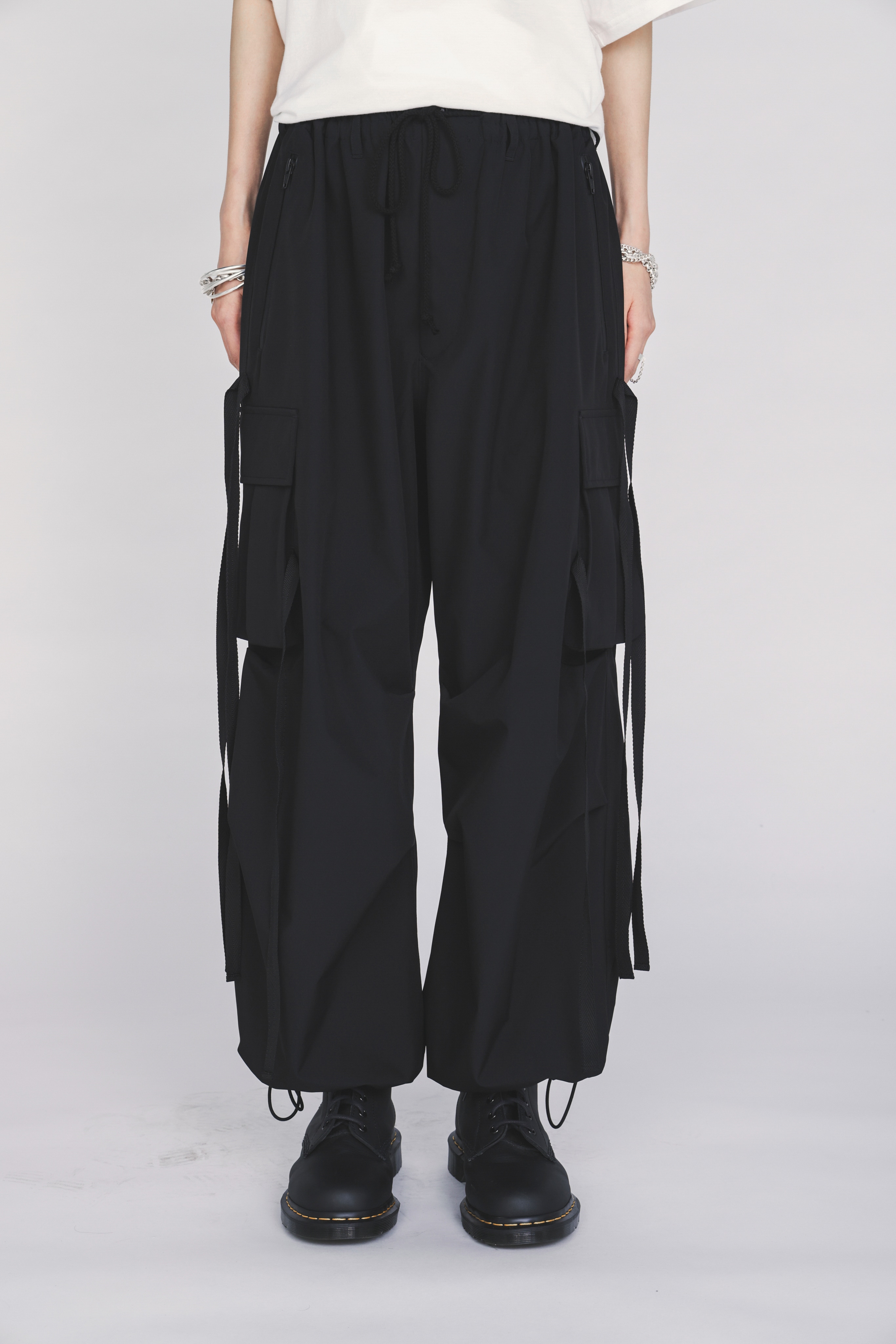 WATERPROOF TECH FABRIC STRAPPED TECHNO PANTS