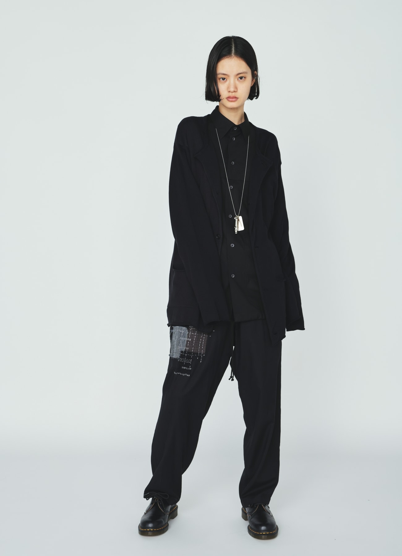 ORGANIC COTTON WASHER TAPERED PANTS WITH SASHIKO EMBROIDERY