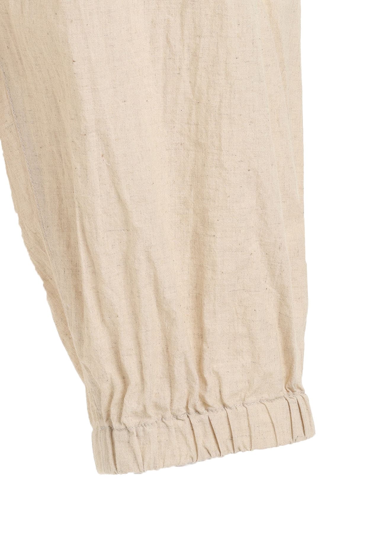 Cotton-Linen Poplin GATHERED POCKET ELASTIC HEM PANTS