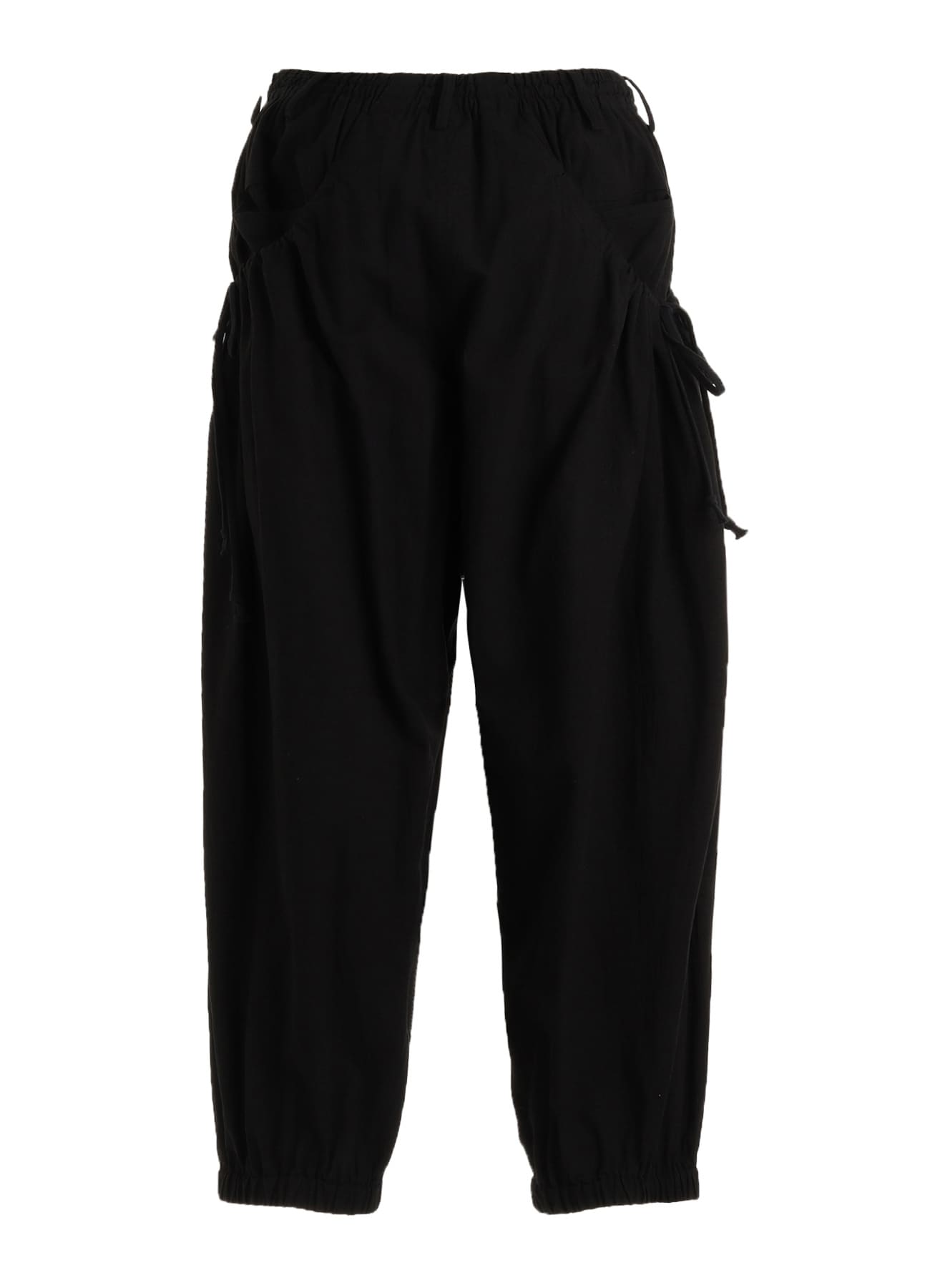 Cotton-Linen Poplin GATHERED POCKET ELASTIC HEM PANTS