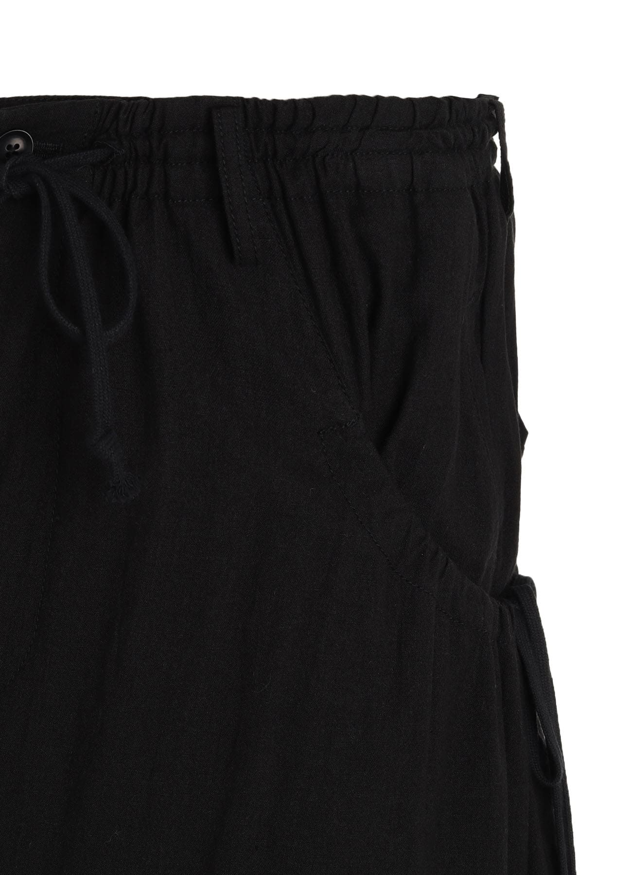 Cotton-Linen Poplin GATHERED POCKET ELASTIC HEM PANTS