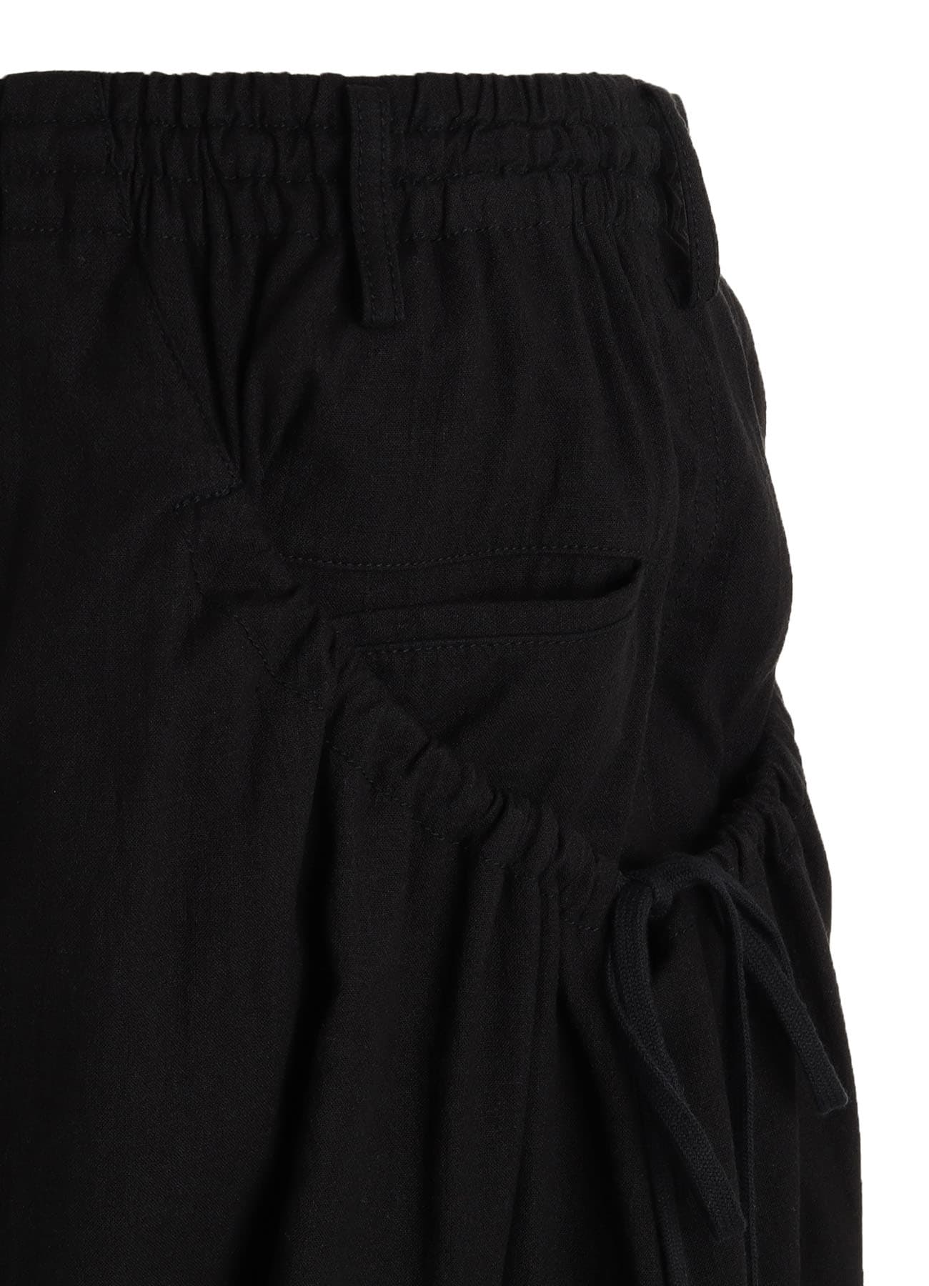 Cotton-Linen Poplin GATHERED POCKET ELASTIC HEM PANTS