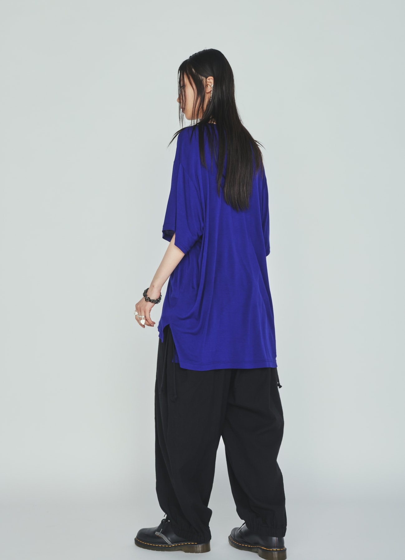 Cotton-Linen Poplin GATHERED POCKET ELASTIC HEM PANTS
